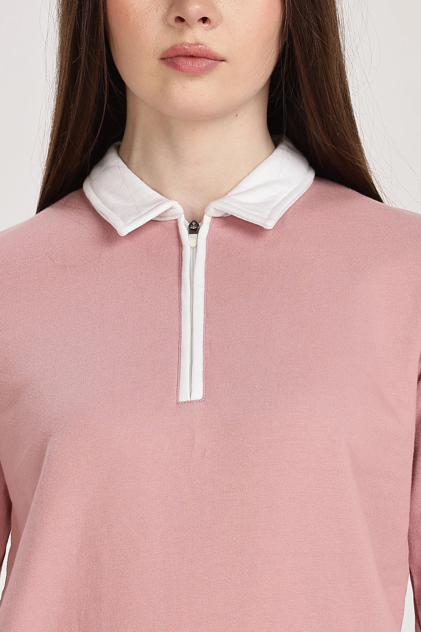 Blush Polo Zip Sweatshirt