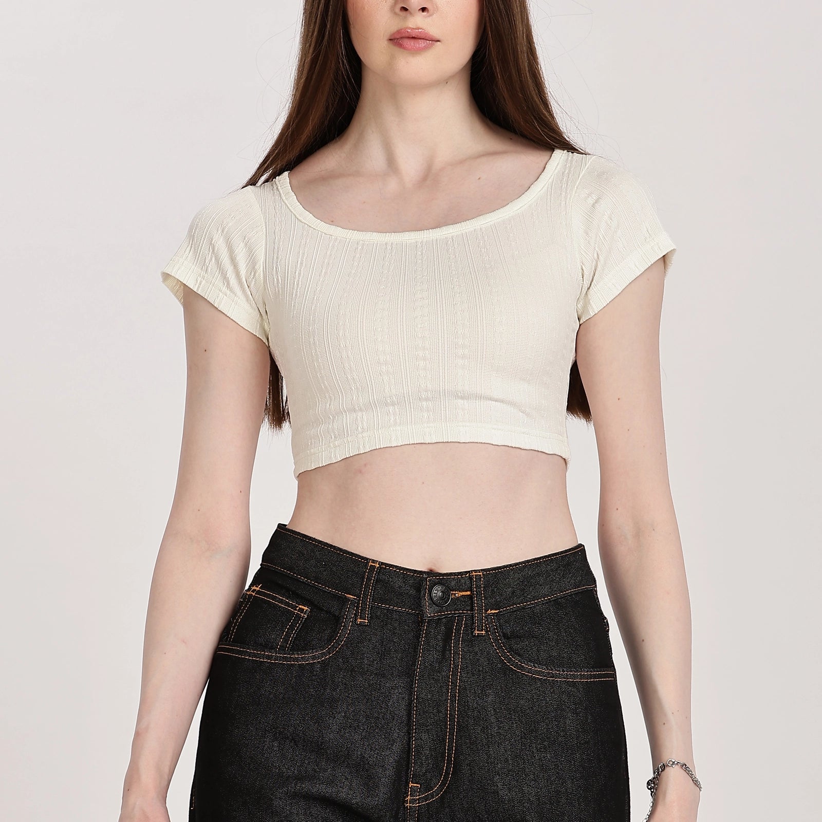 Textured Serenity Crop Blouse