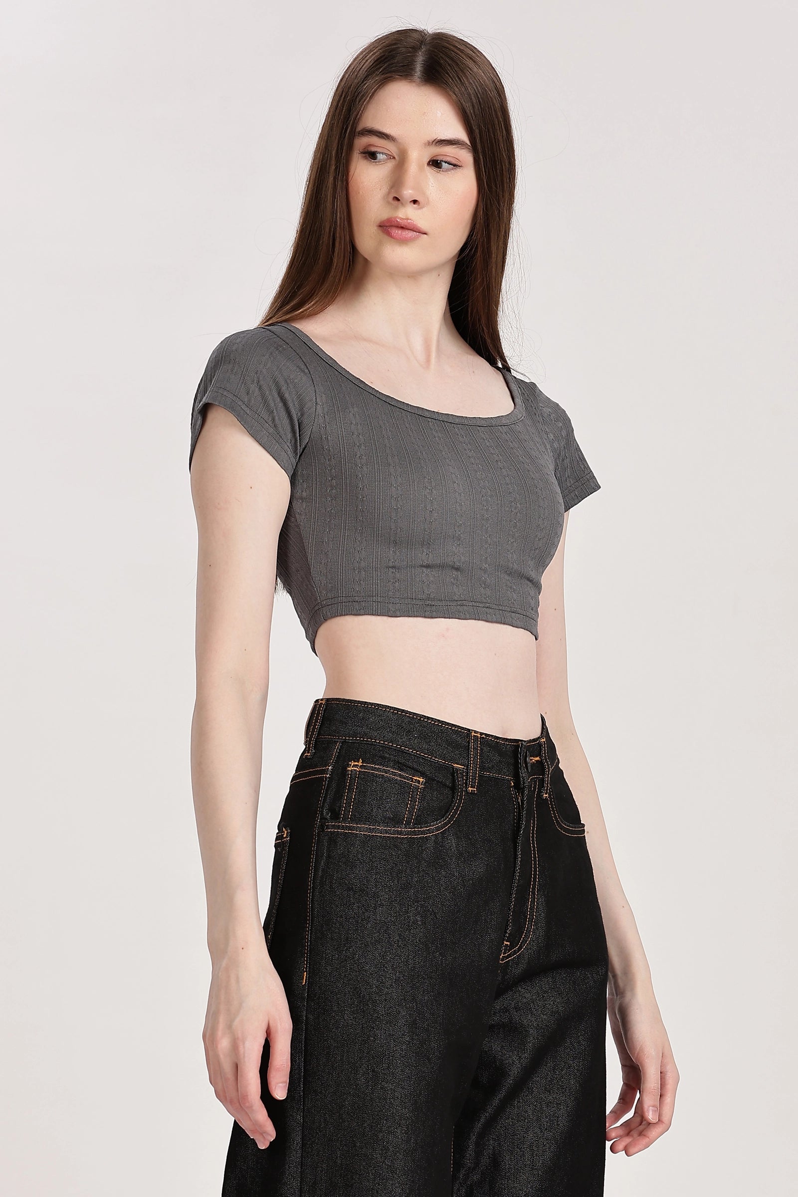 Textured Serenity Crop Blouse