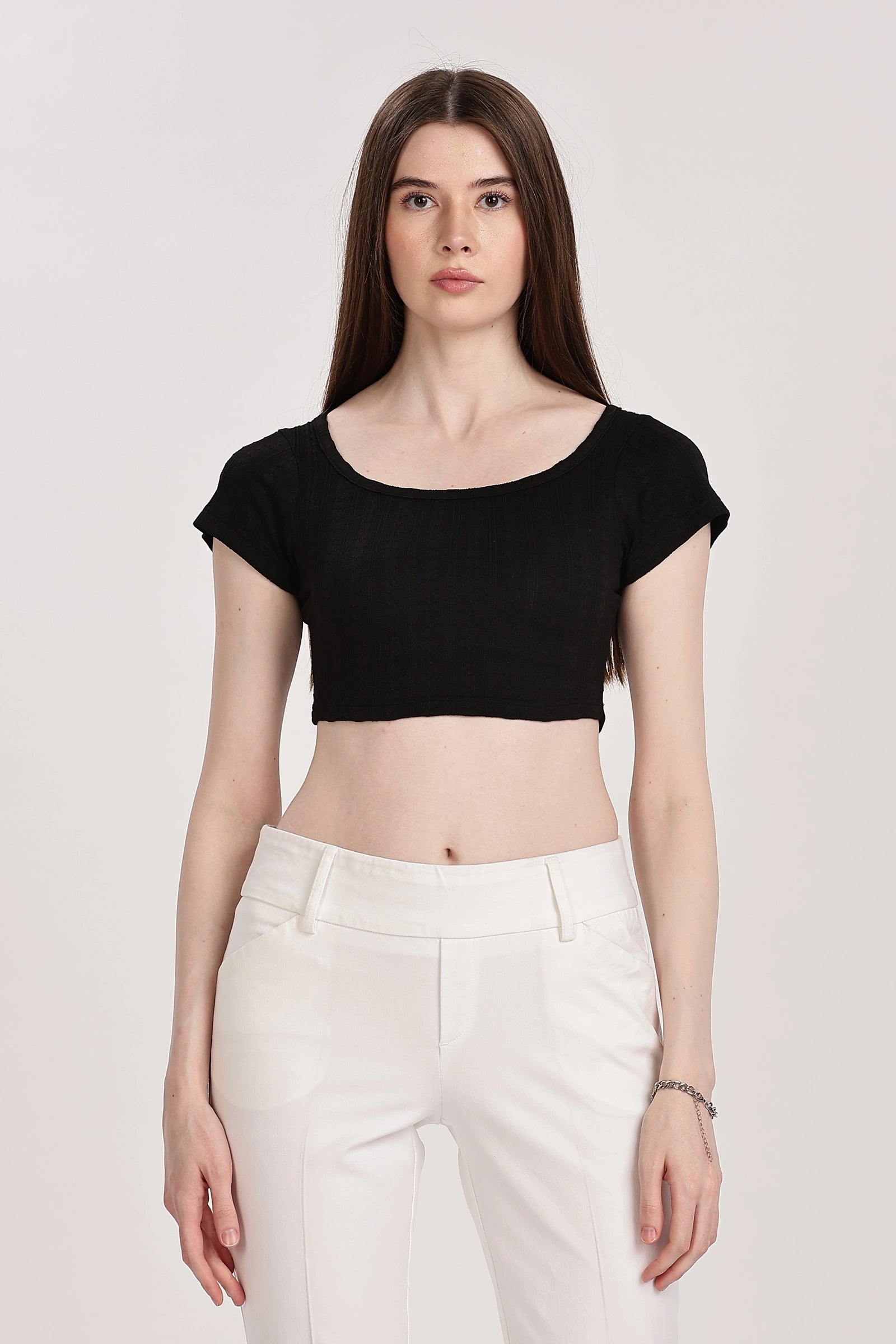 Textured Serenity Crop Blouse