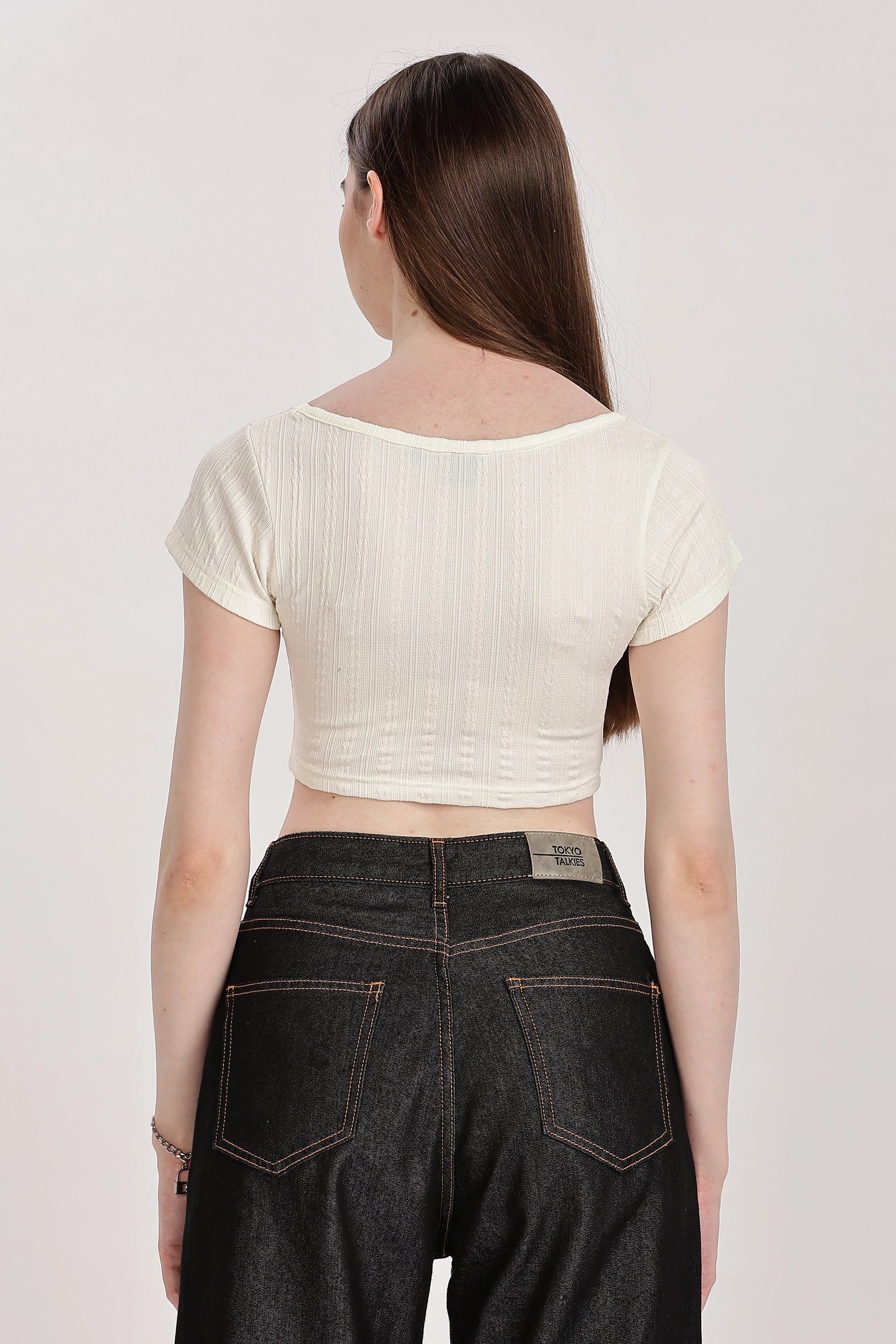 Textured Serenity Crop Blouse