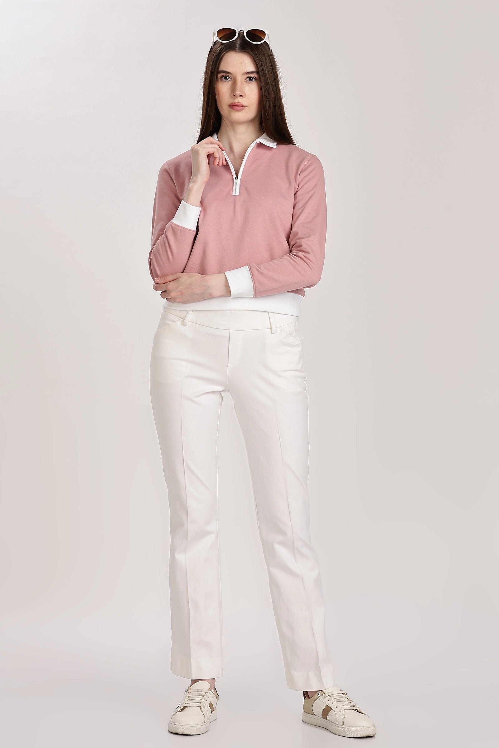 Blush Polo Zip Sweatshirt