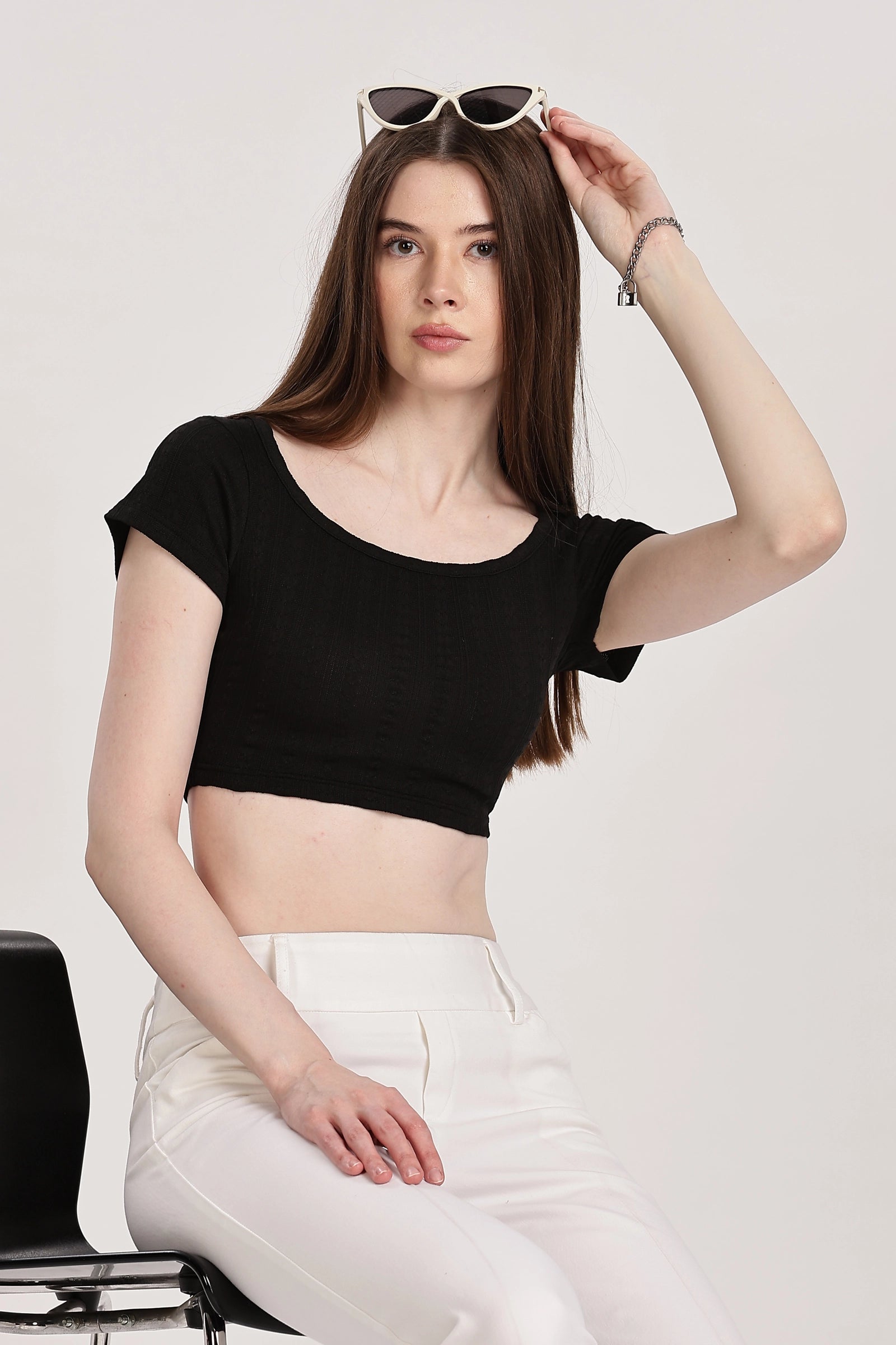 Textured Serenity Crop Blouse