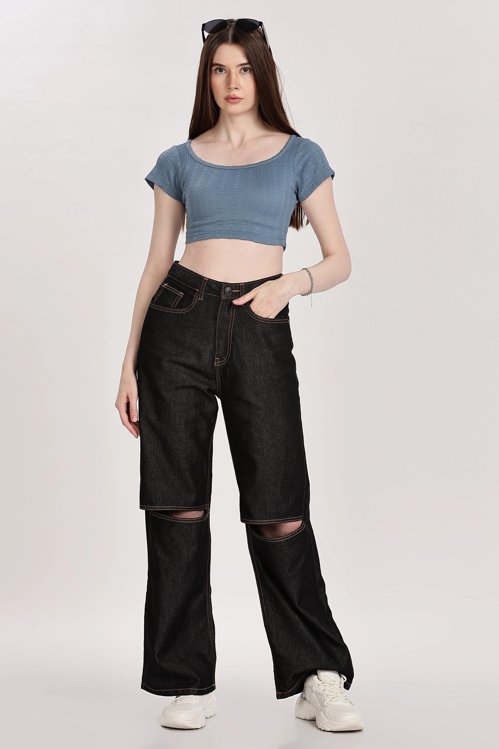 Textured Serenity Crop Blouse