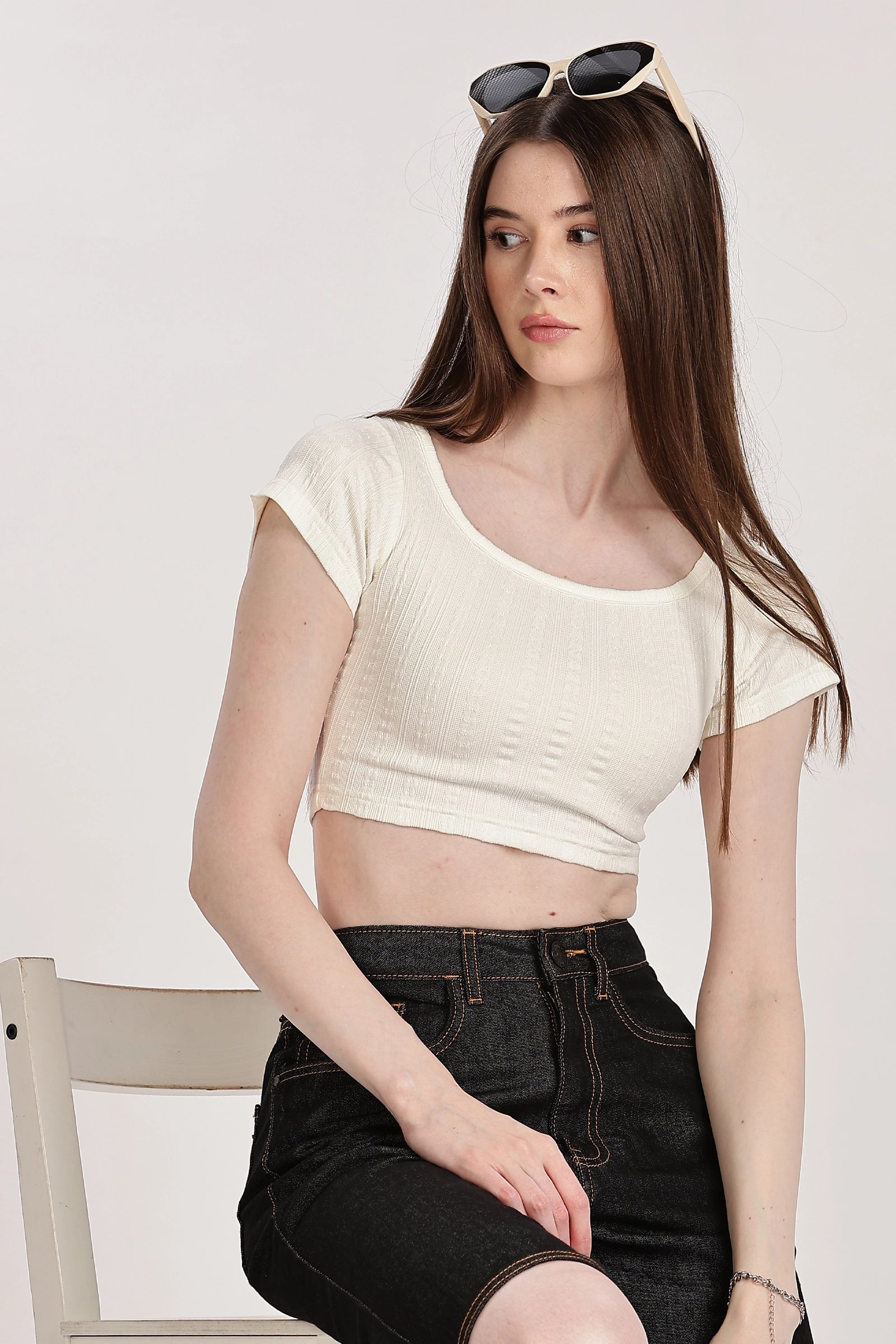 Textured Serenity Crop Blouse