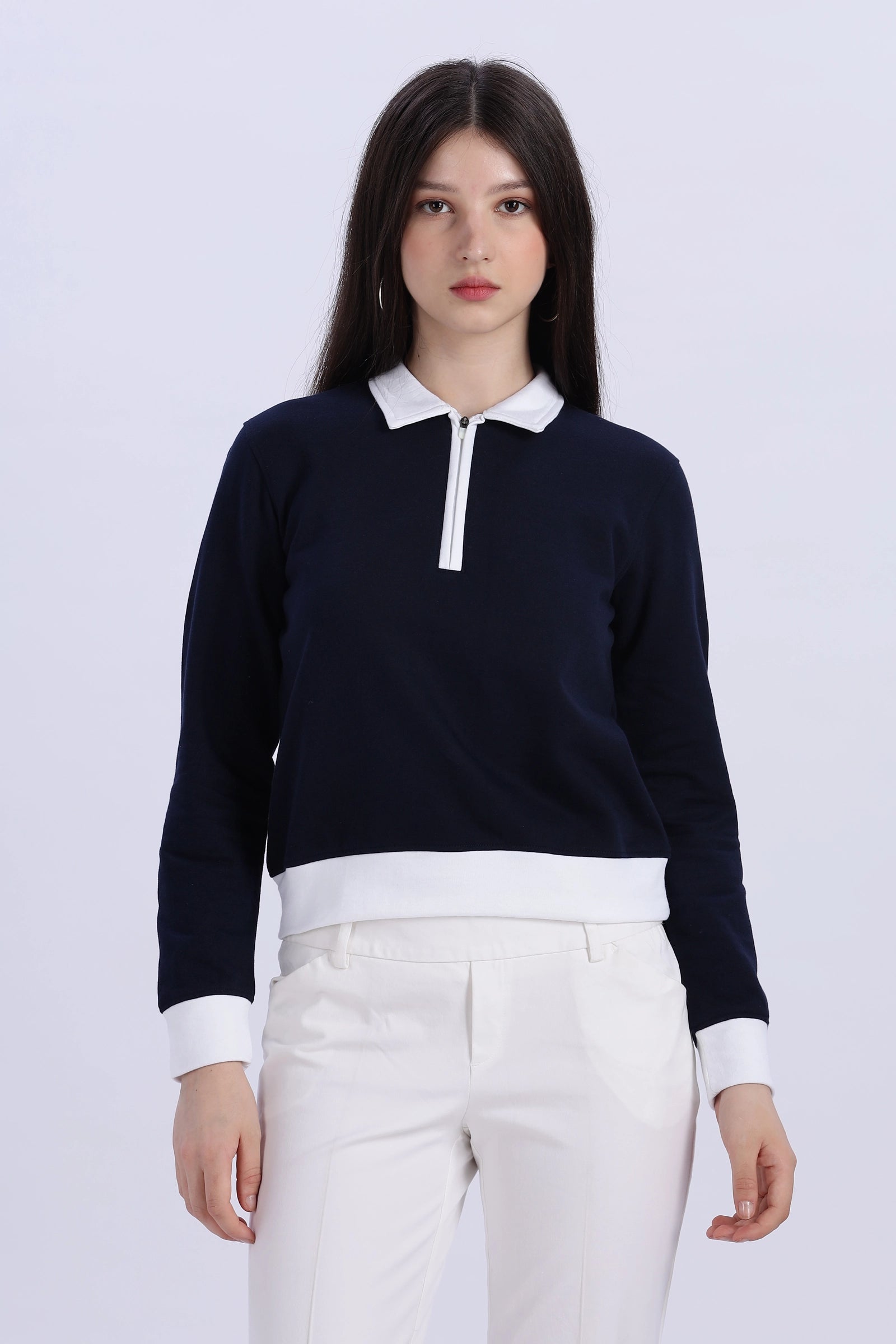 Blush Polo Zip Sweatshirt