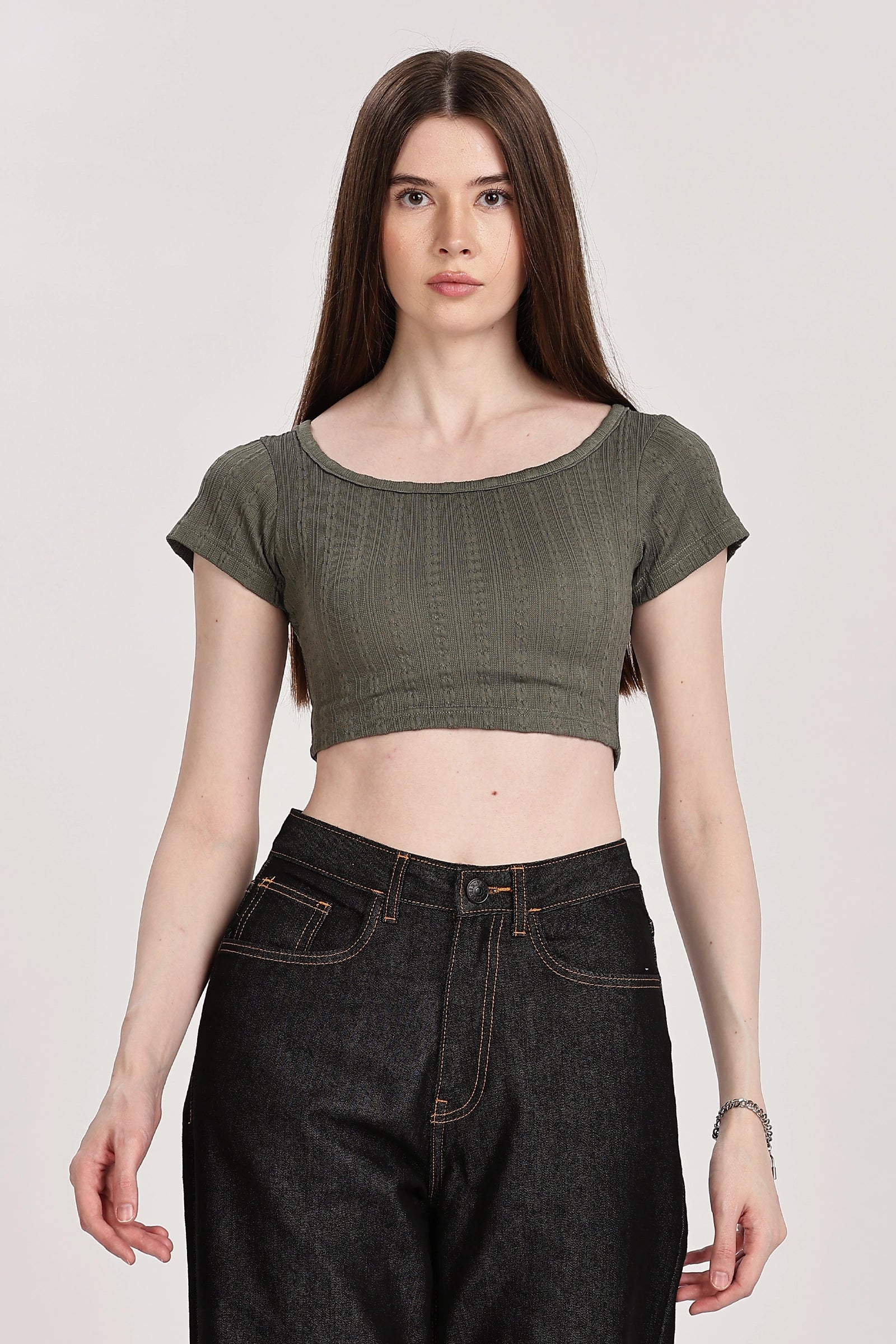 Textured Serenity Crop Blouse