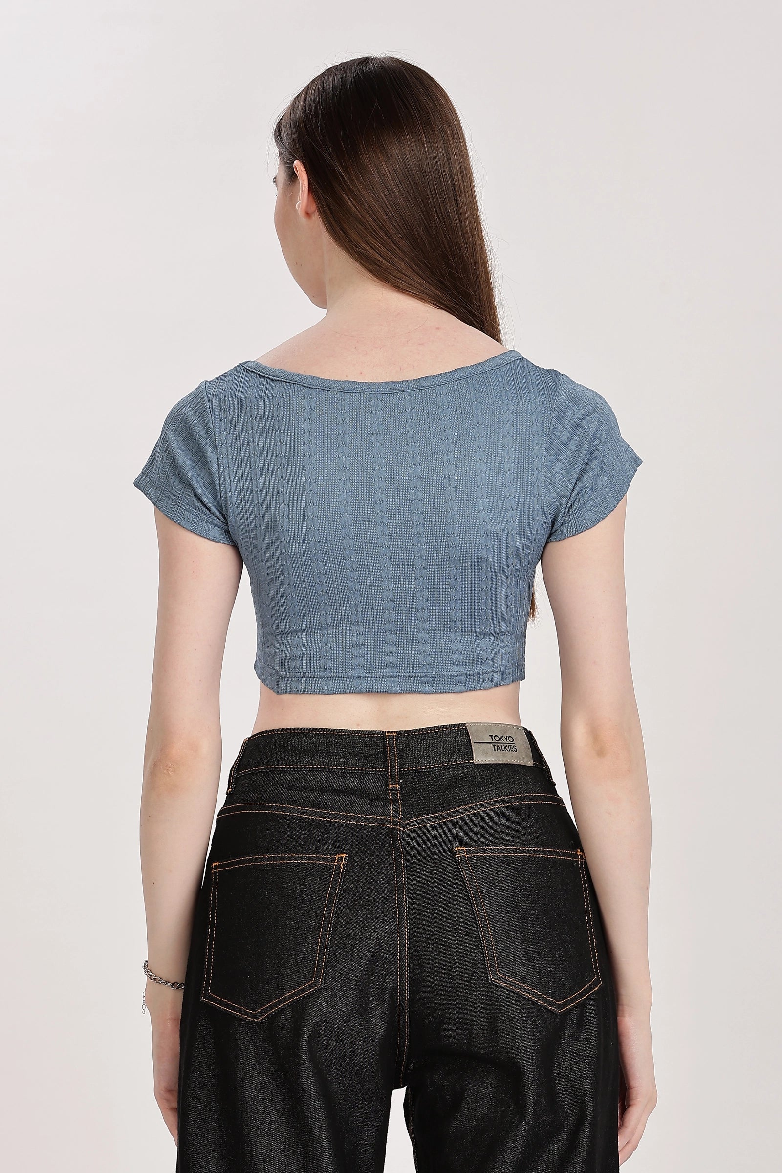 Textured Serenity Crop Blouse
