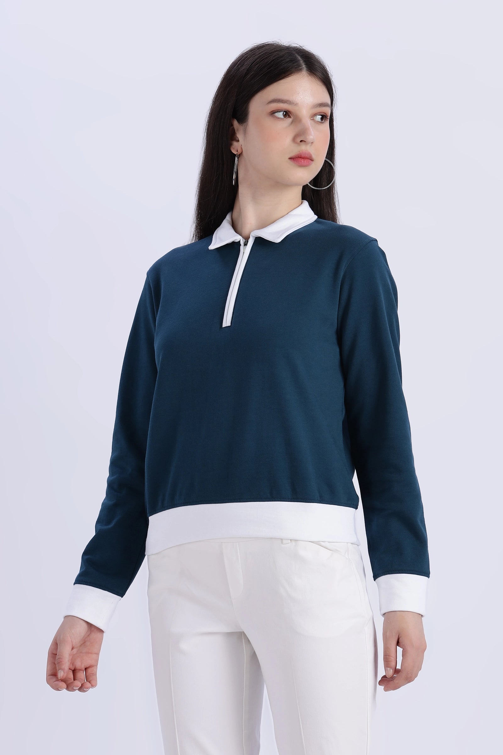 Blush Polo Zip Sweatshirt