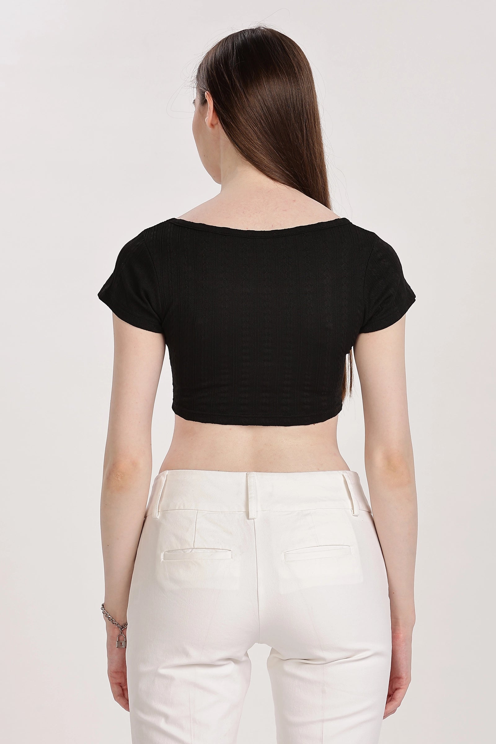 Textured Serenity Crop Blouse