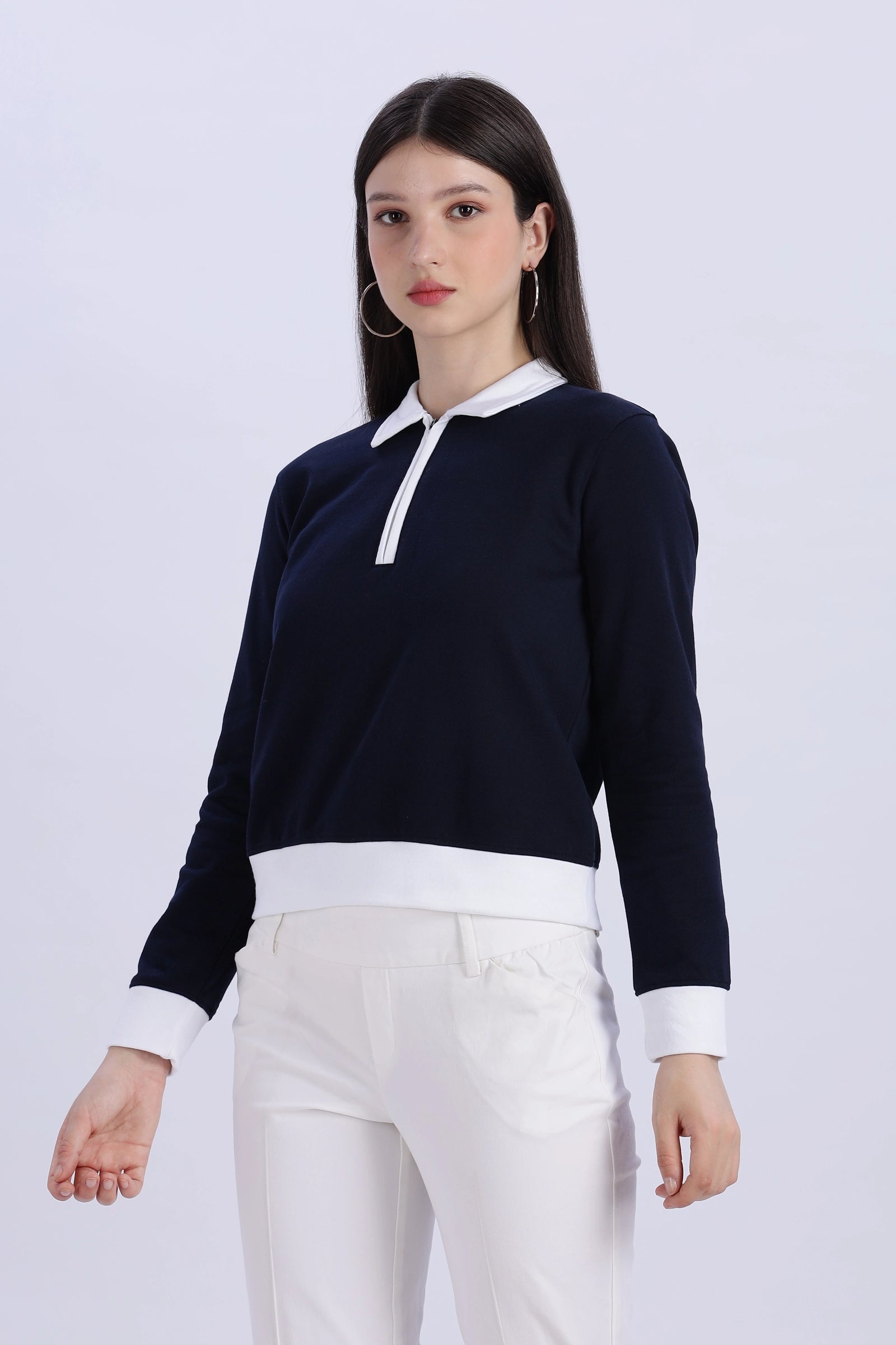 Blush Polo Zip Sweatshirt