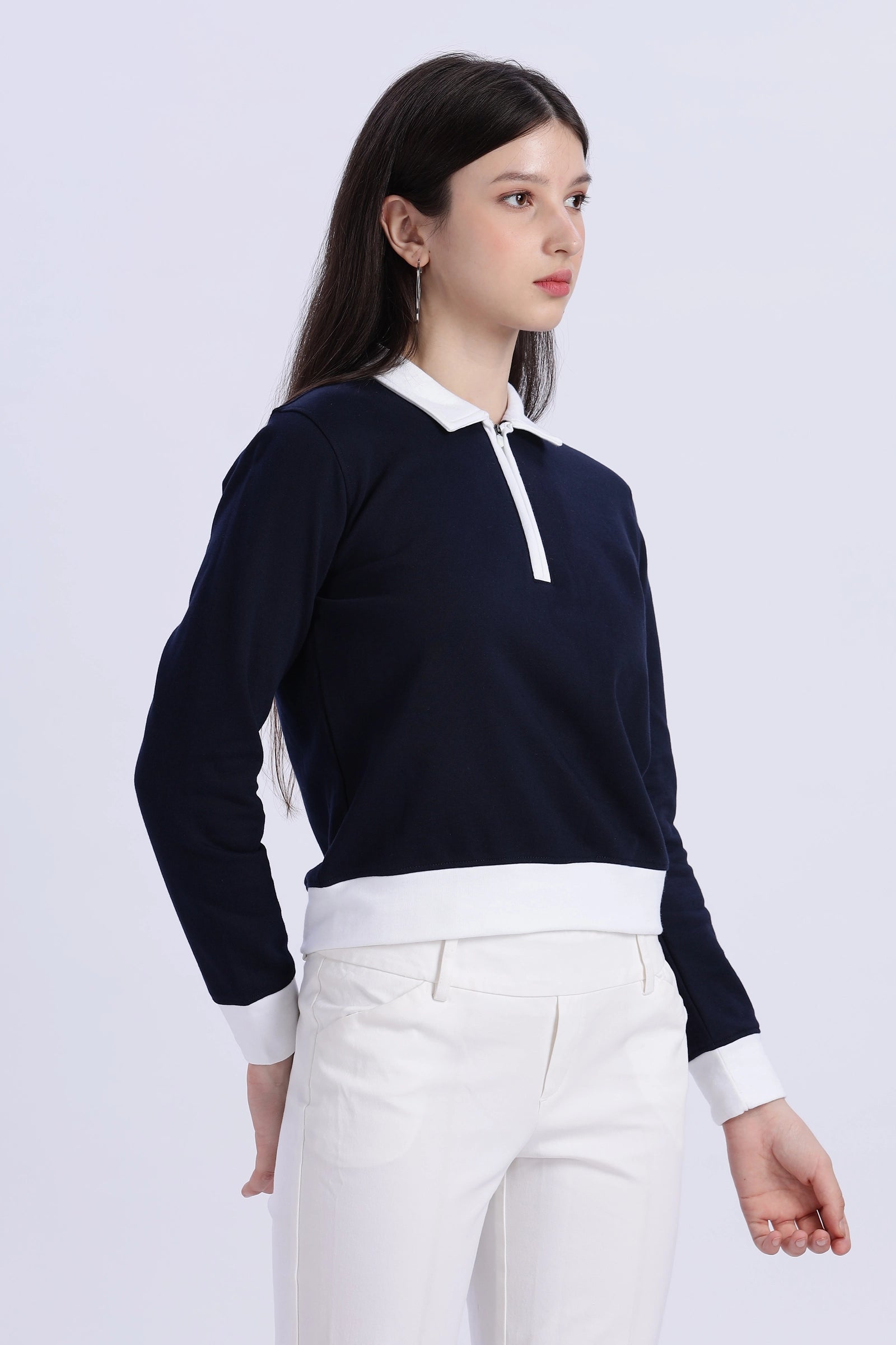 Blush Polo Zip Sweatshirt