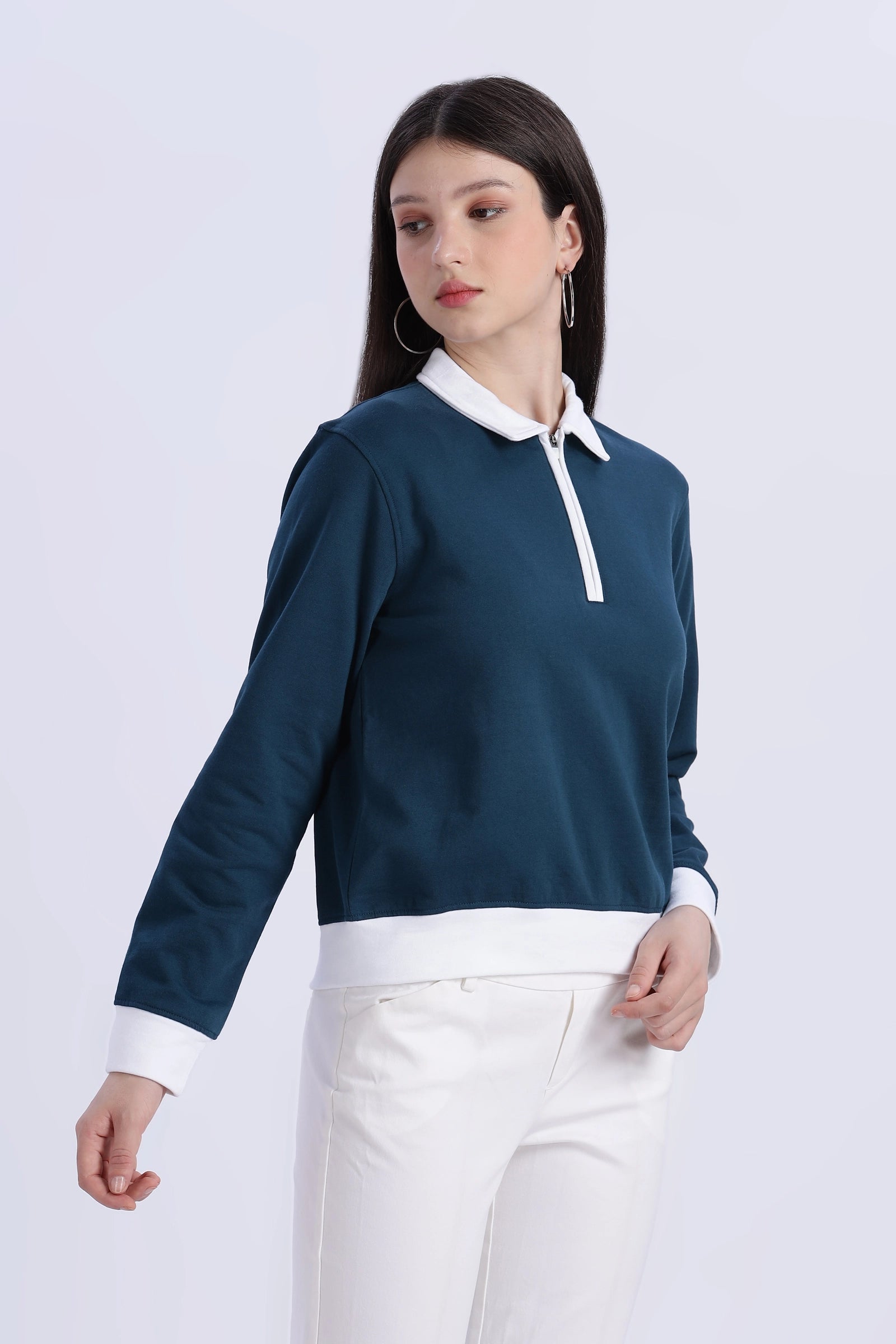 Blush Polo Zip Sweatshirt