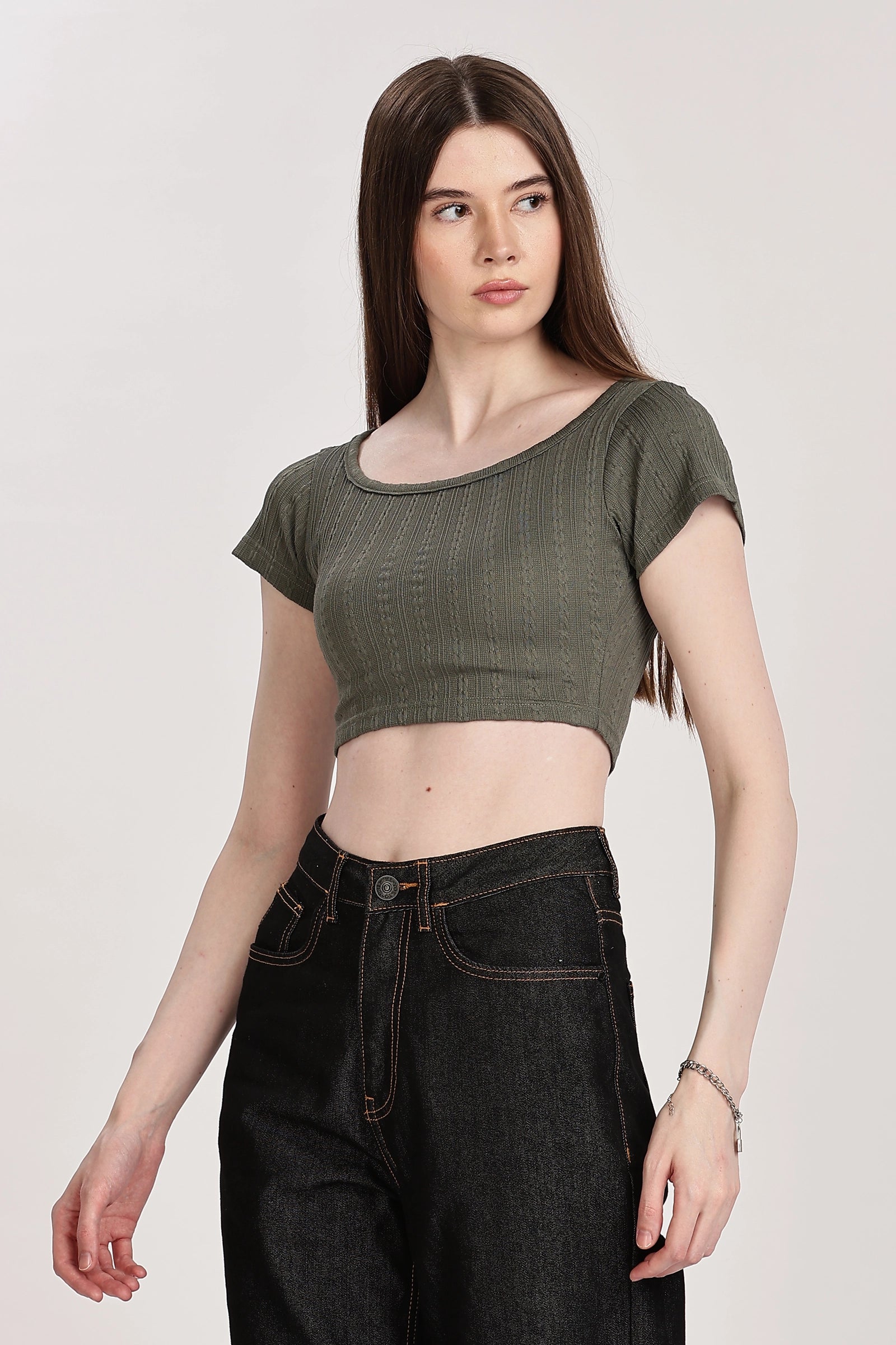 Textured Serenity Crop Blouse