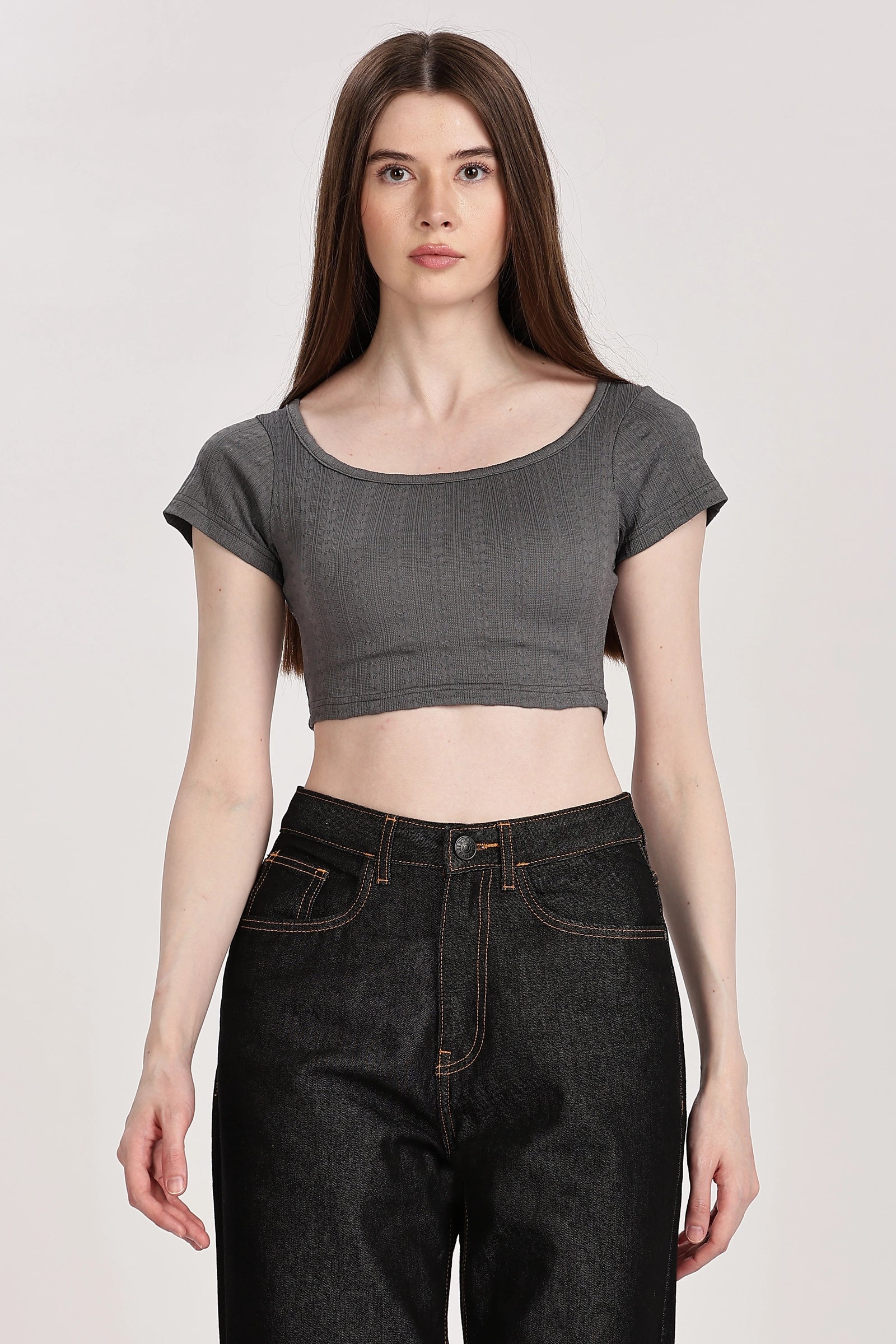 Textured Serenity Crop Blouse
