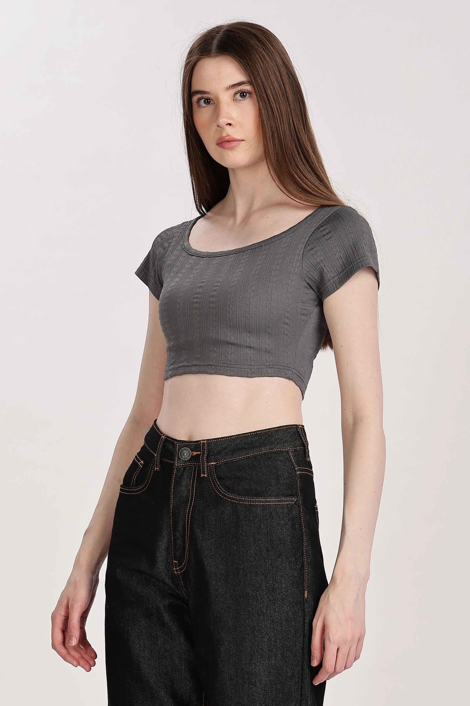 Textured Serenity Crop Blouse