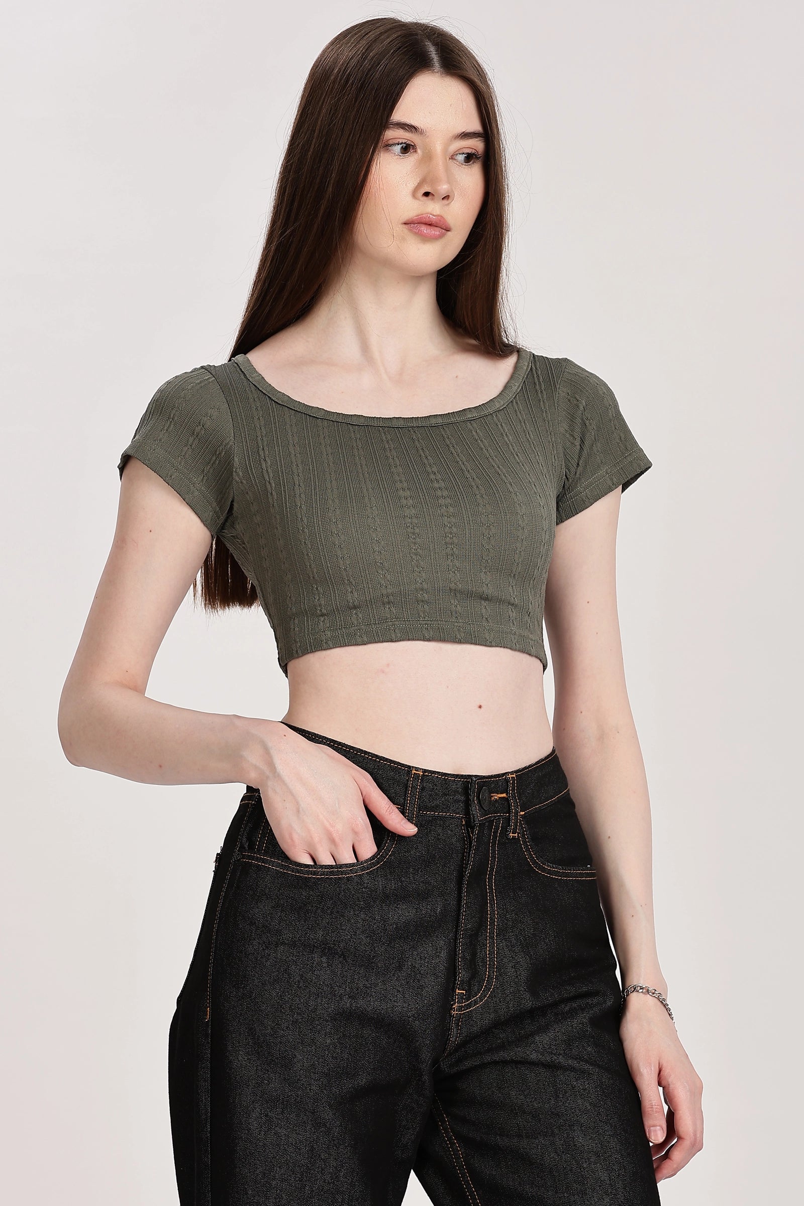 Textured Serenity Crop Blouse