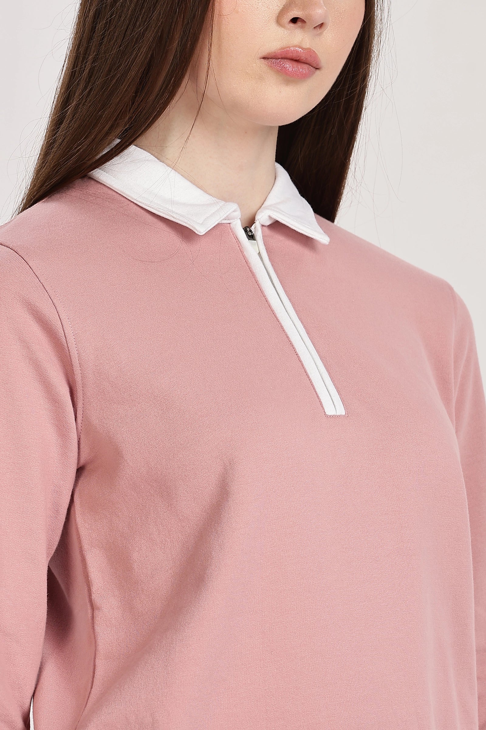 Blush Polo Zip Sweatshirt