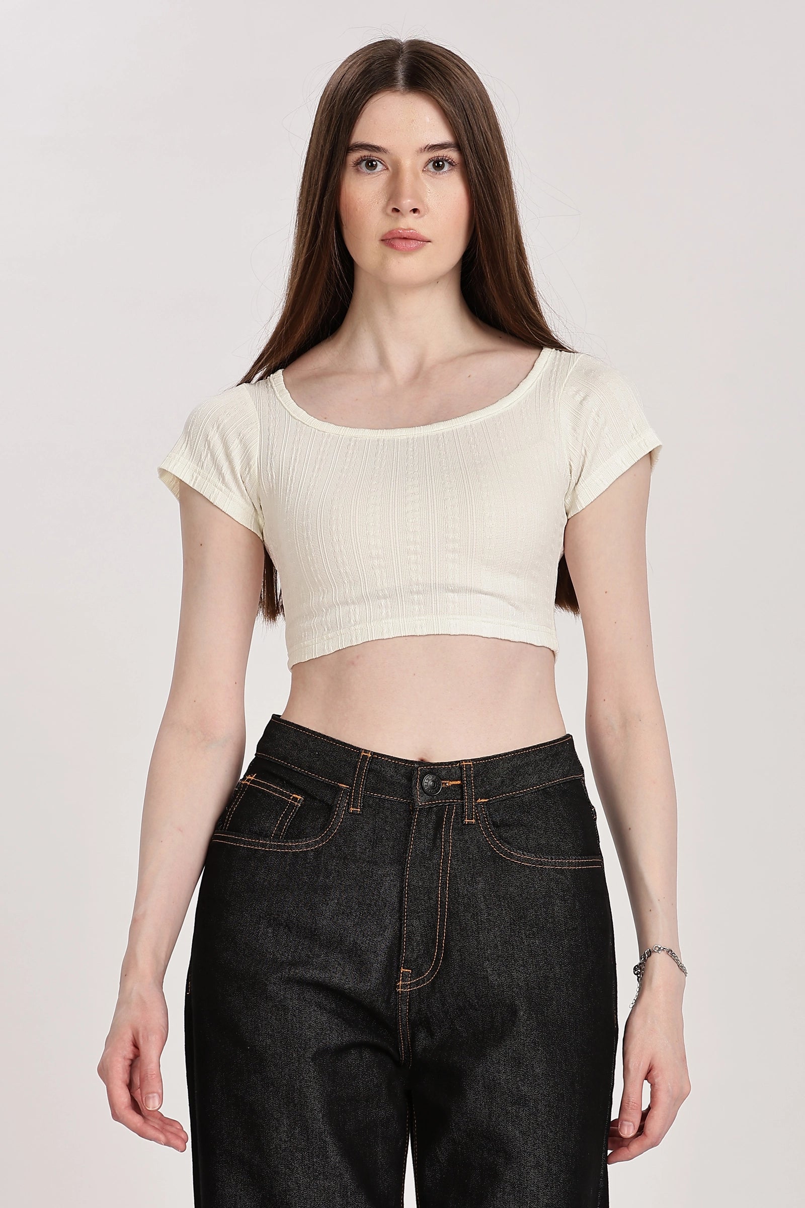 Textured Serenity Crop Blouse