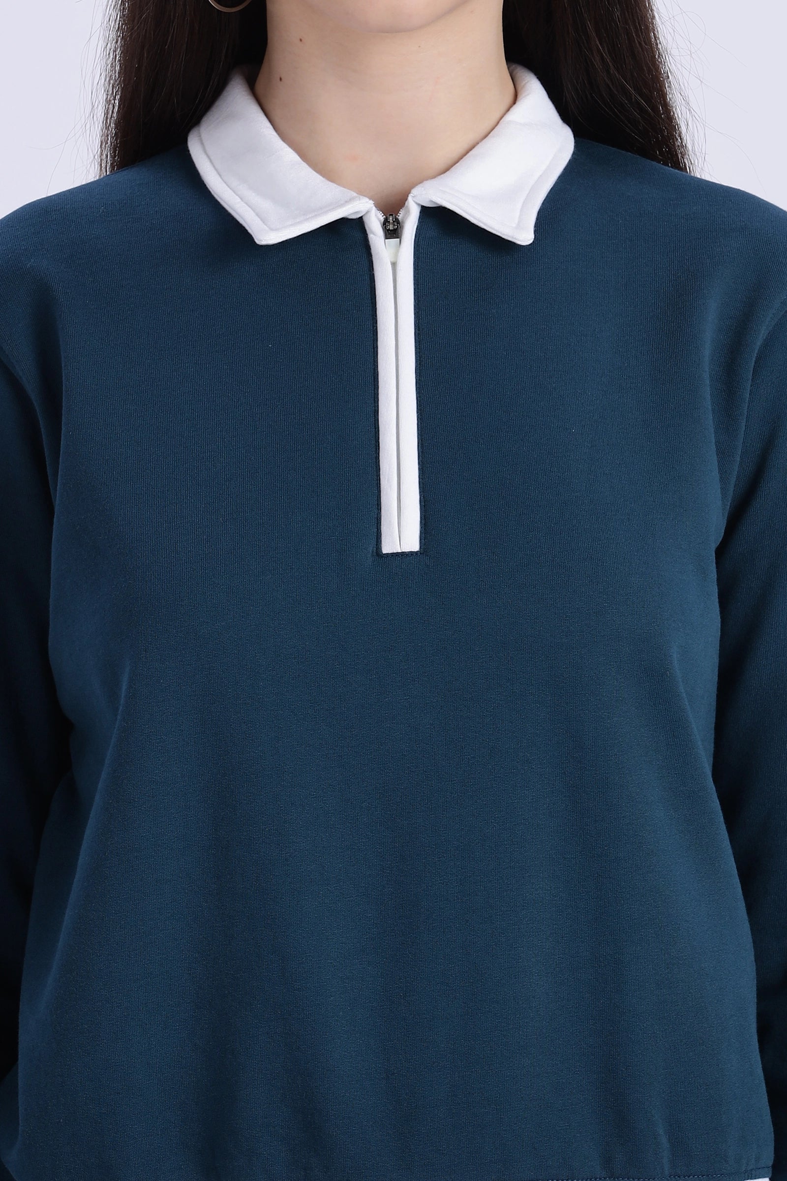 Blush Polo Zip Sweatshirt