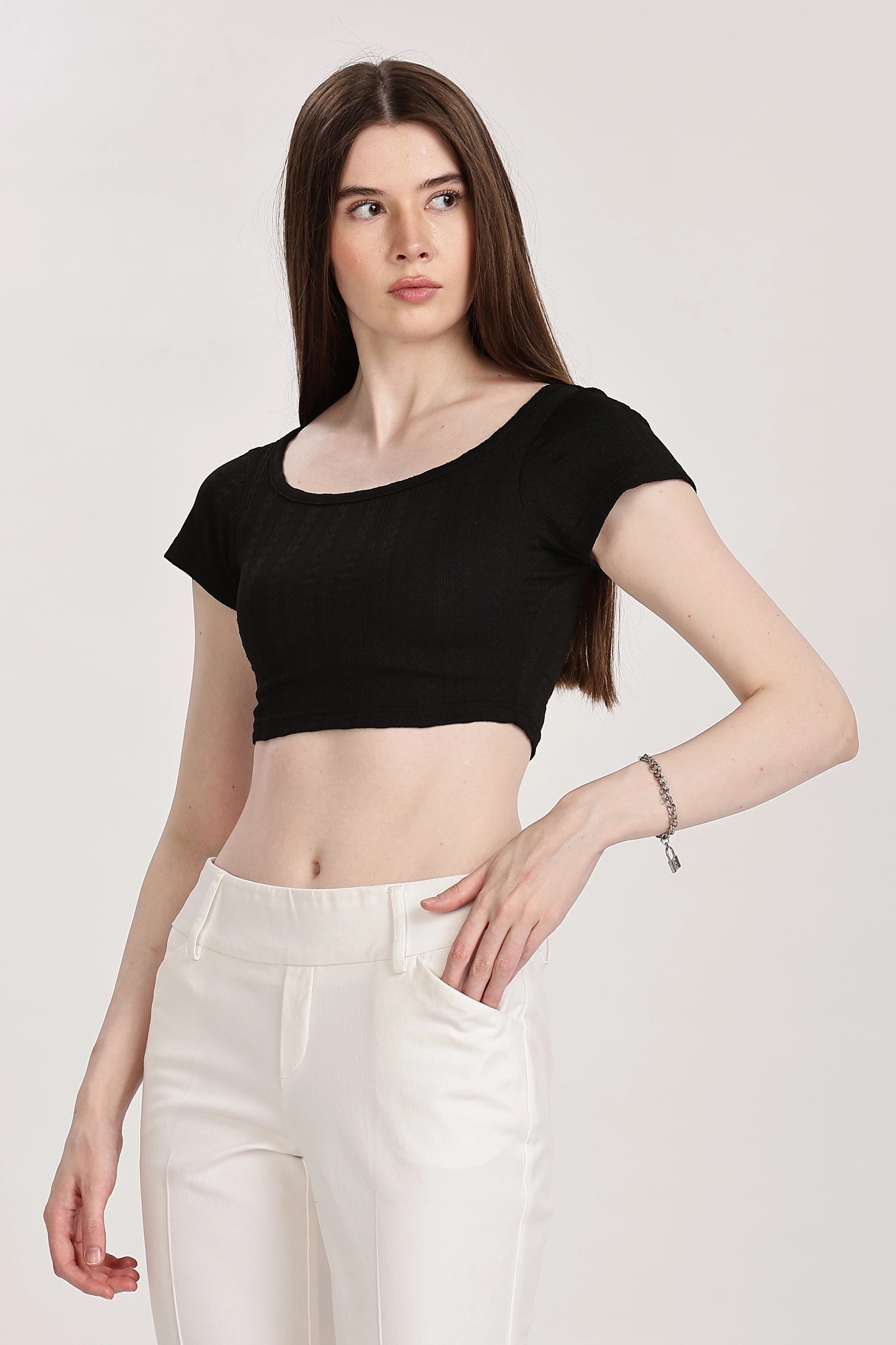 Textured Serenity Crop Blouse