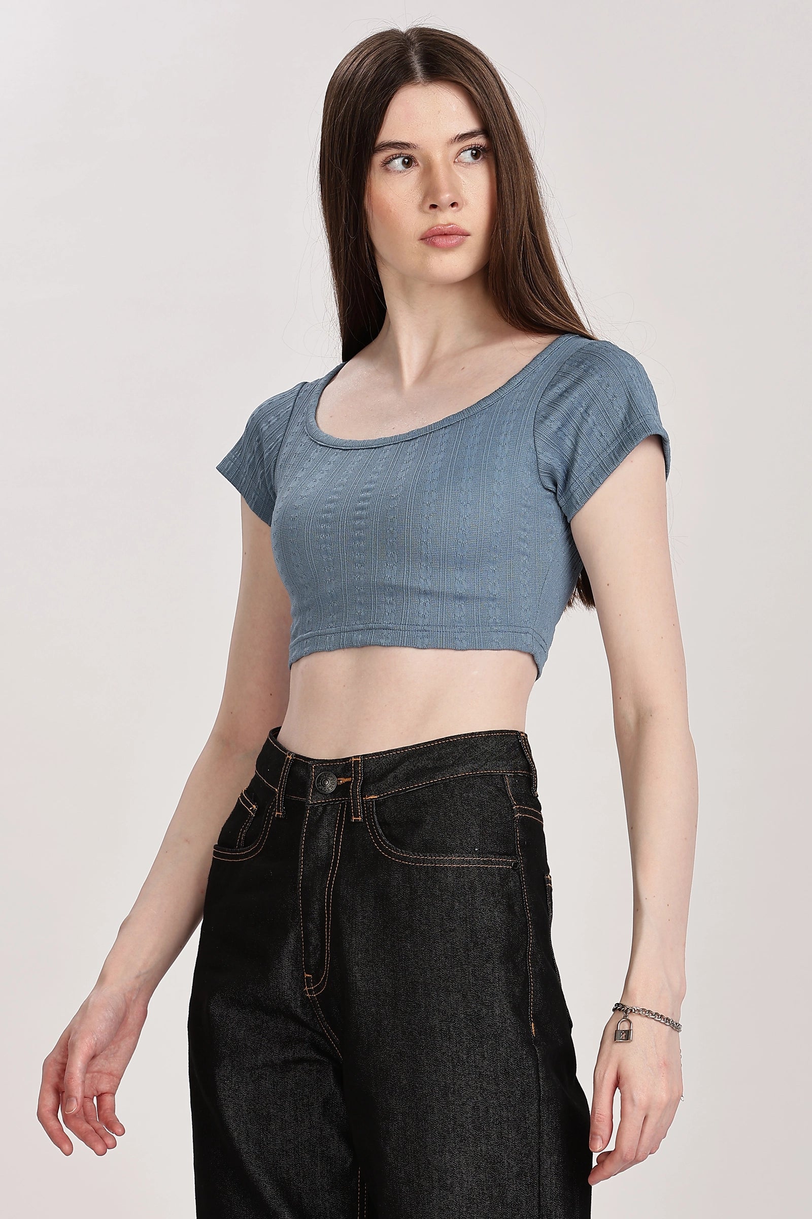 Textured Serenity Crop Blouse