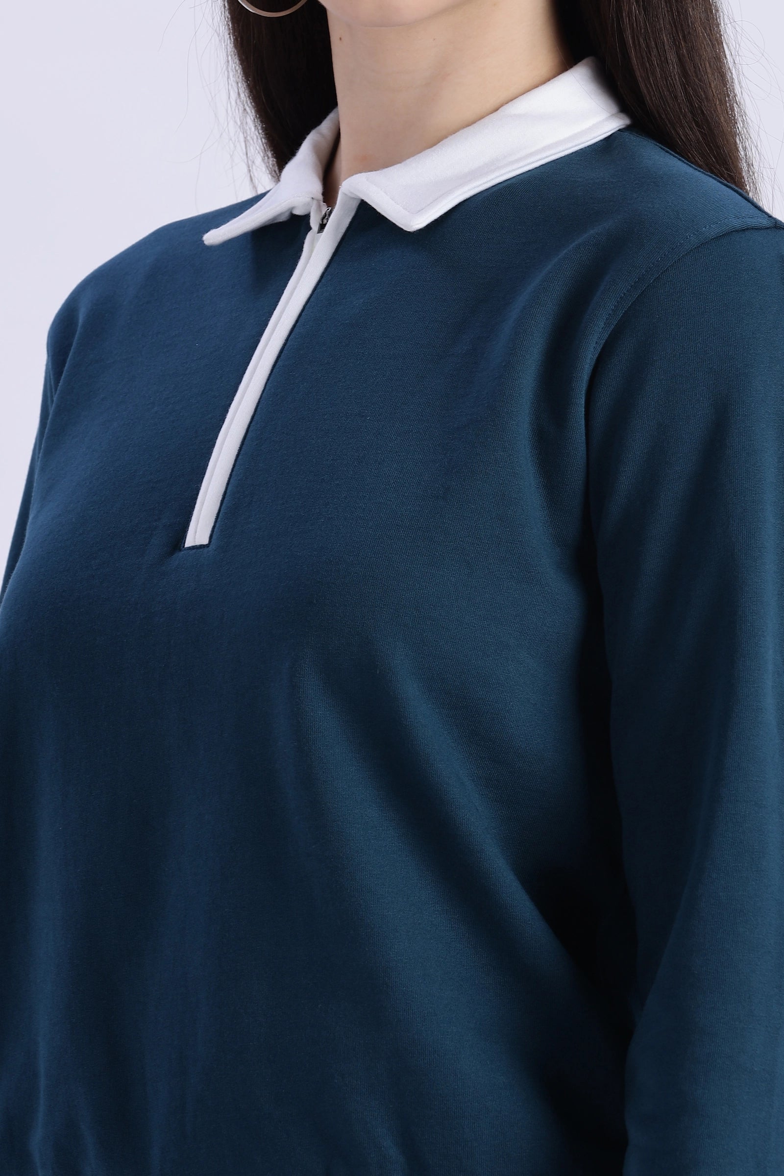 Blush Polo Zip Sweatshirt