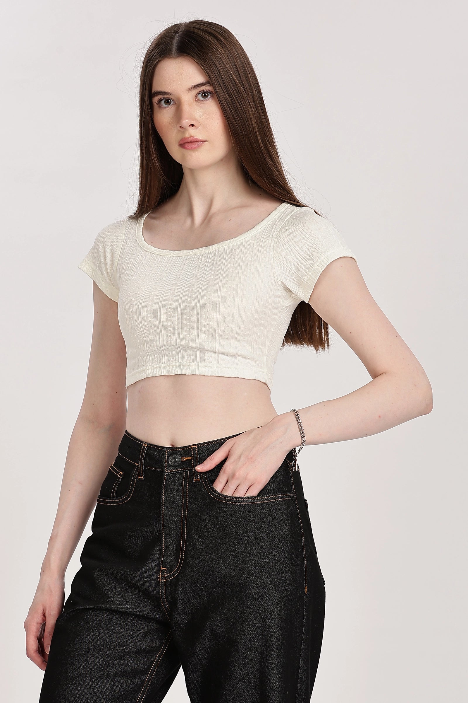 Textured Serenity Crop Blouse