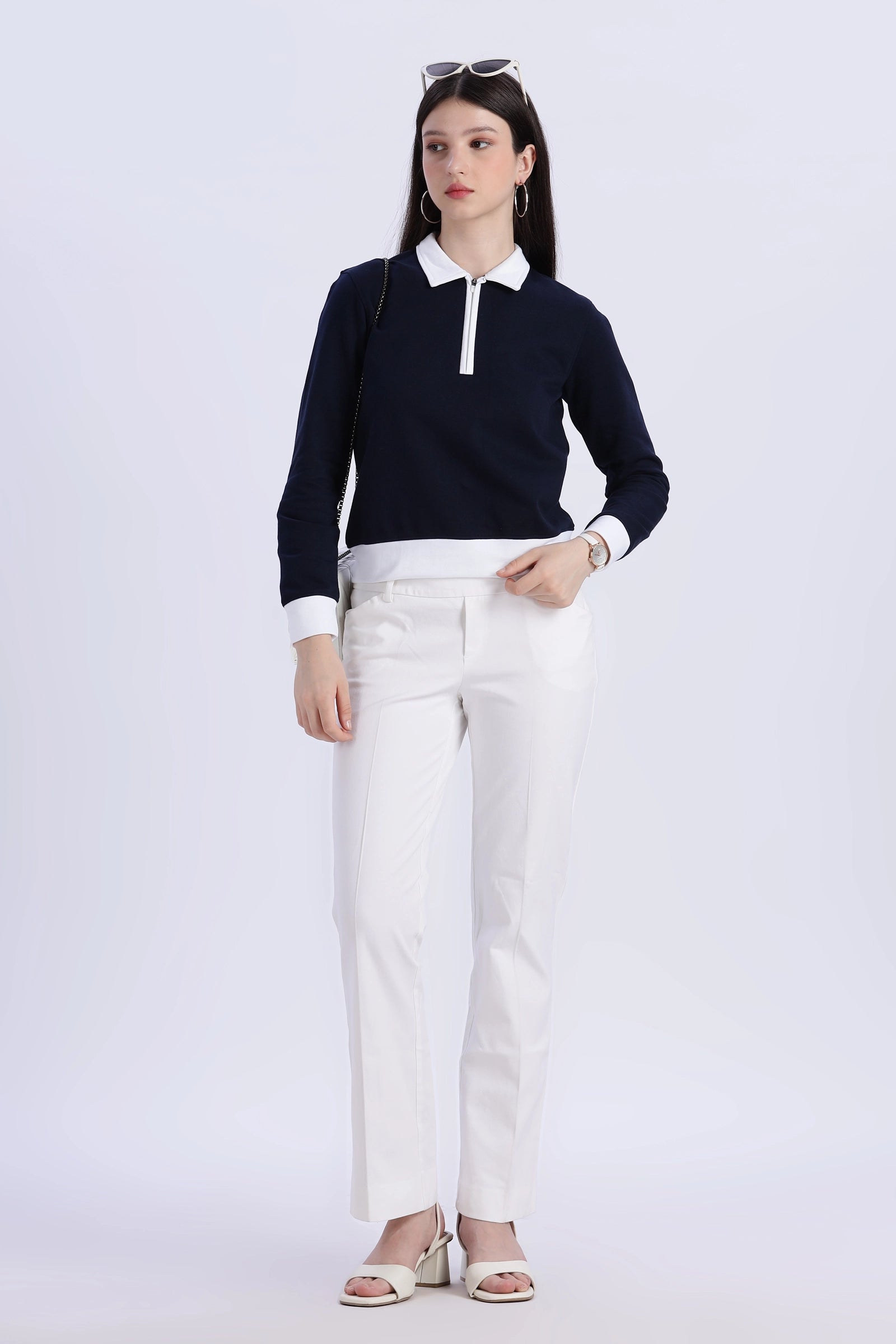 Blush Polo Zip Sweatshirt