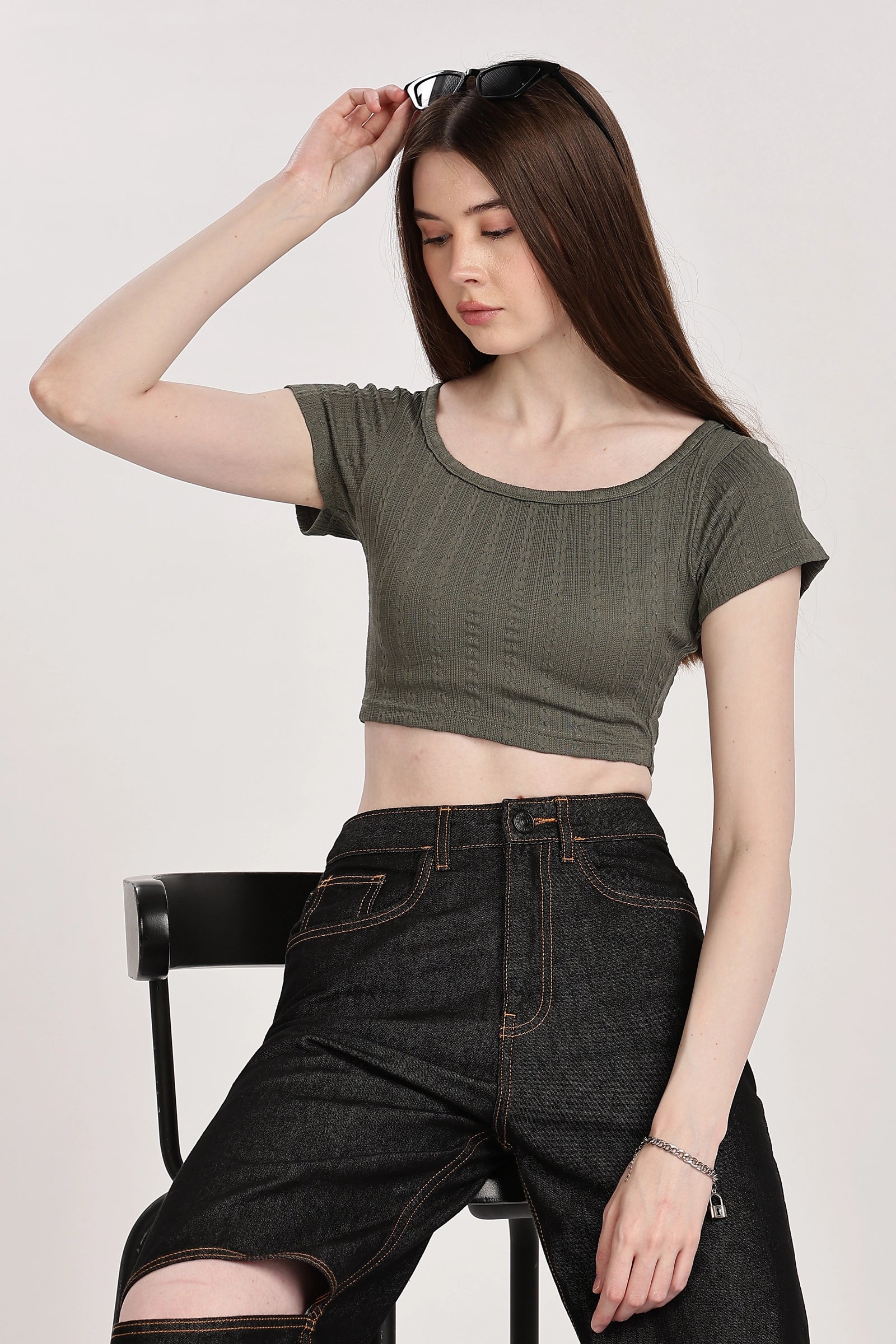 Textured Serenity Crop Blouse