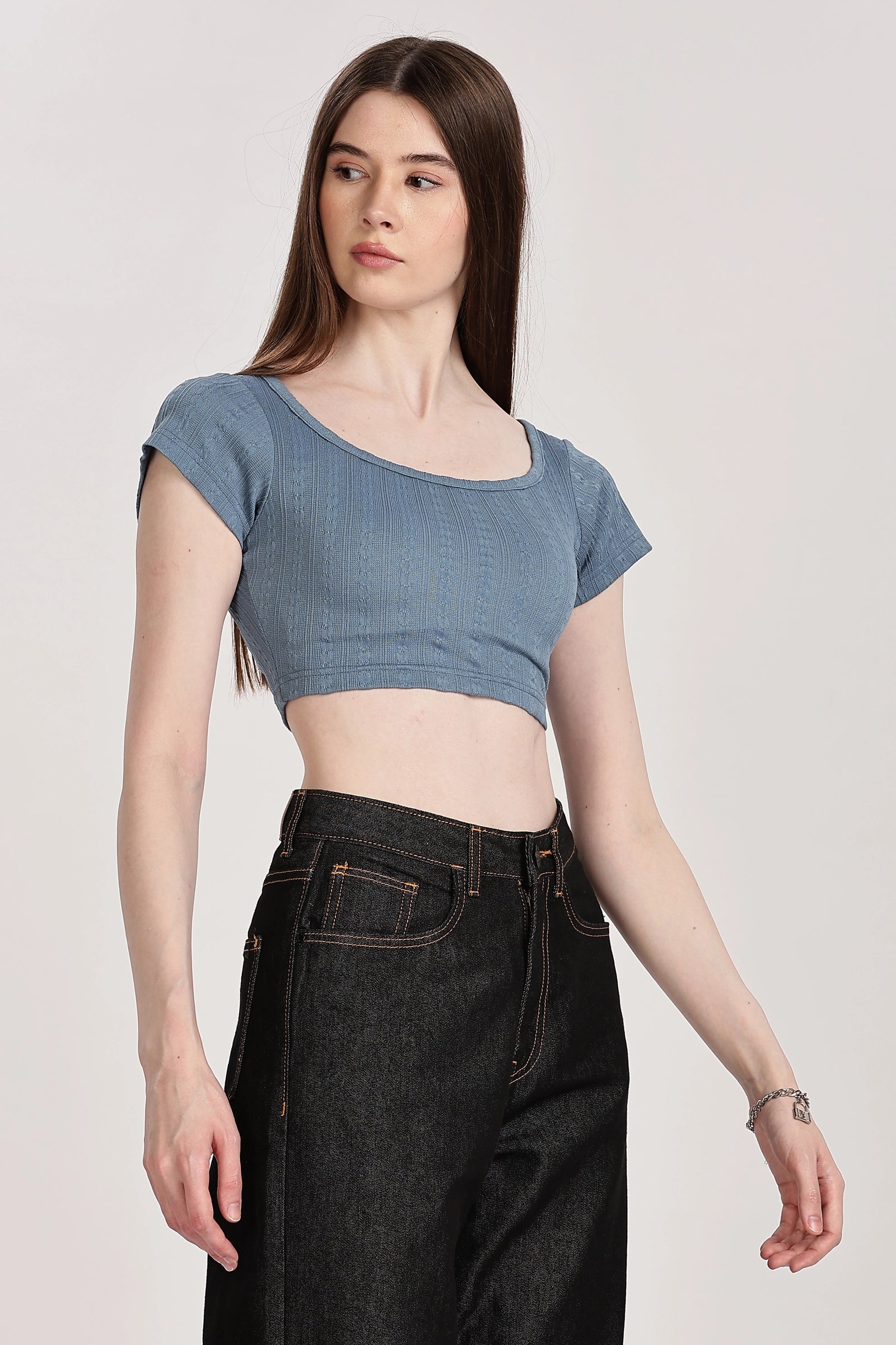 Textured Serenity Crop Blouse