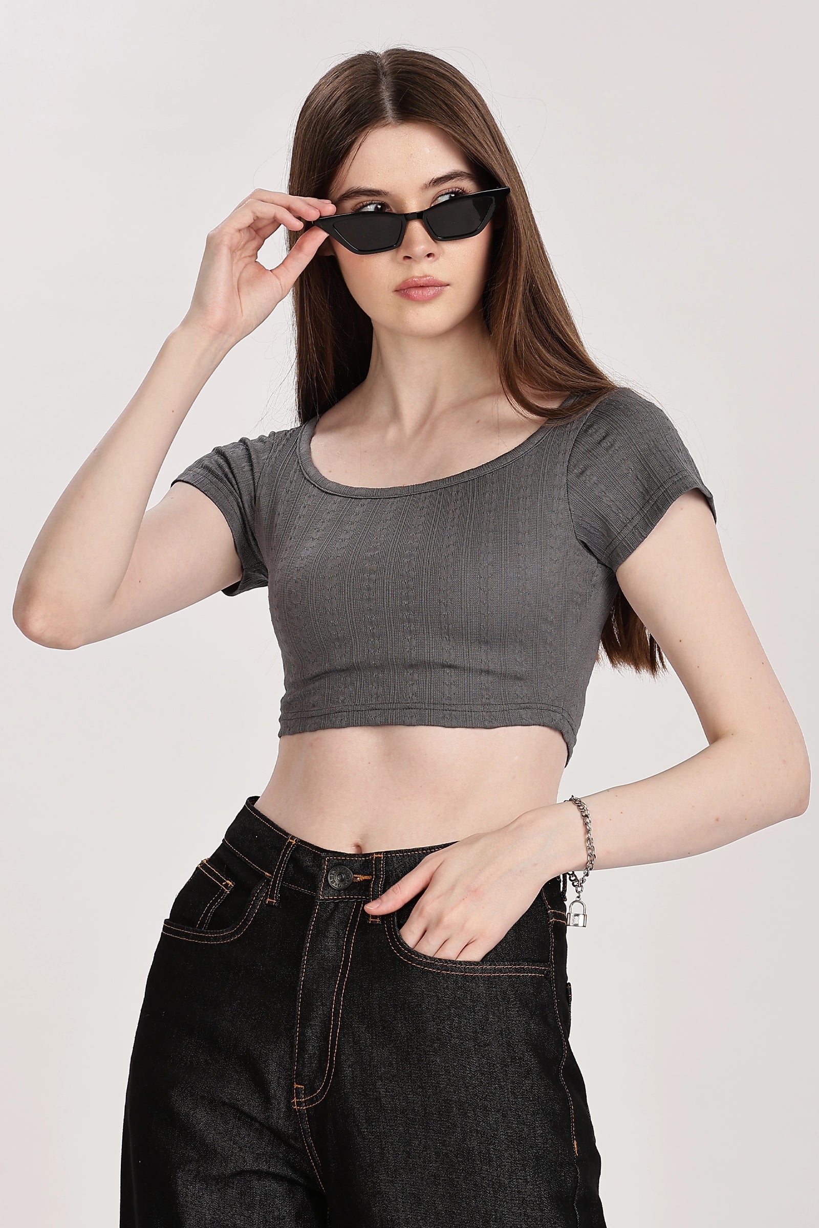 Textured Serenity Crop Blouse