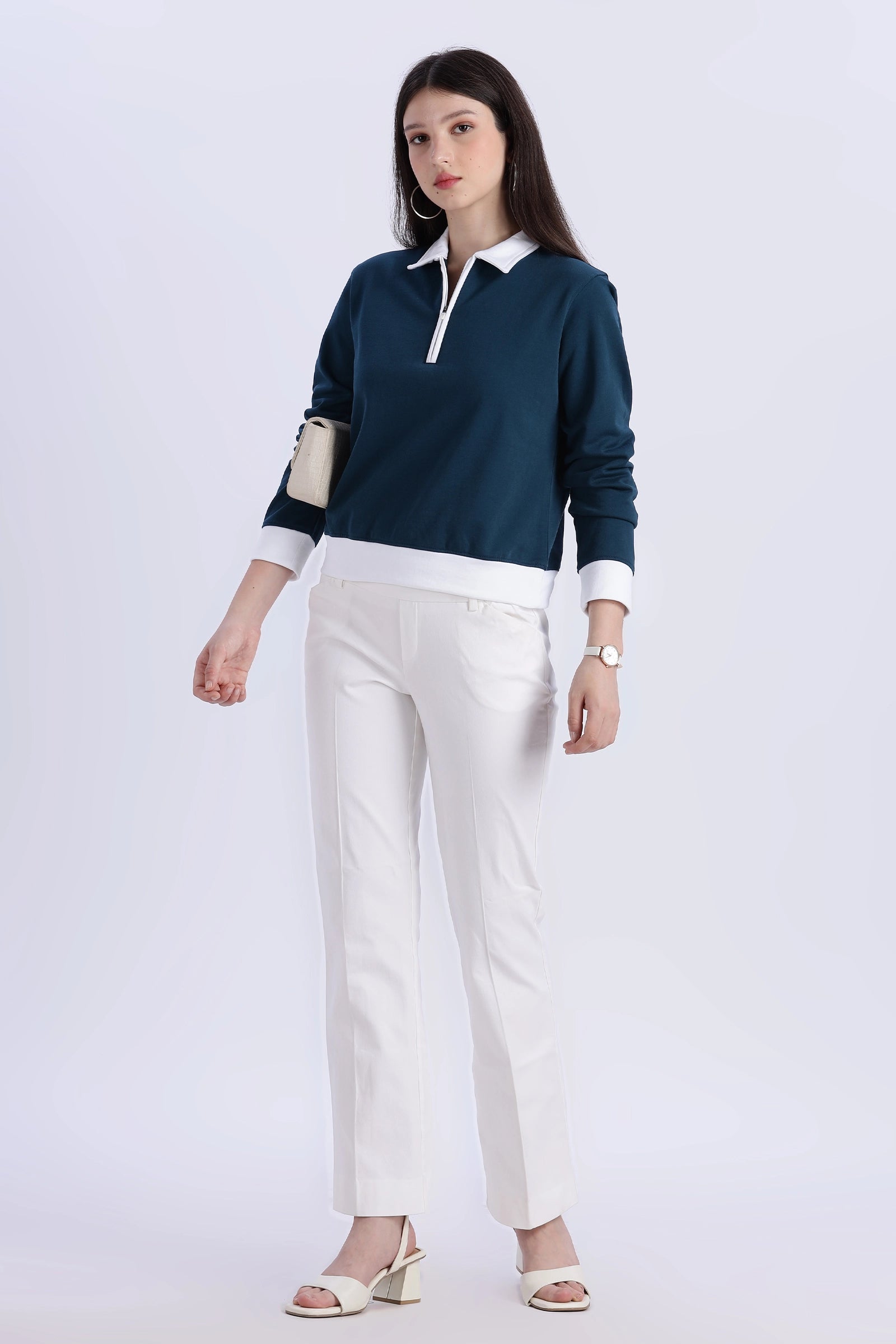 Blush Polo Zip Sweatshirt