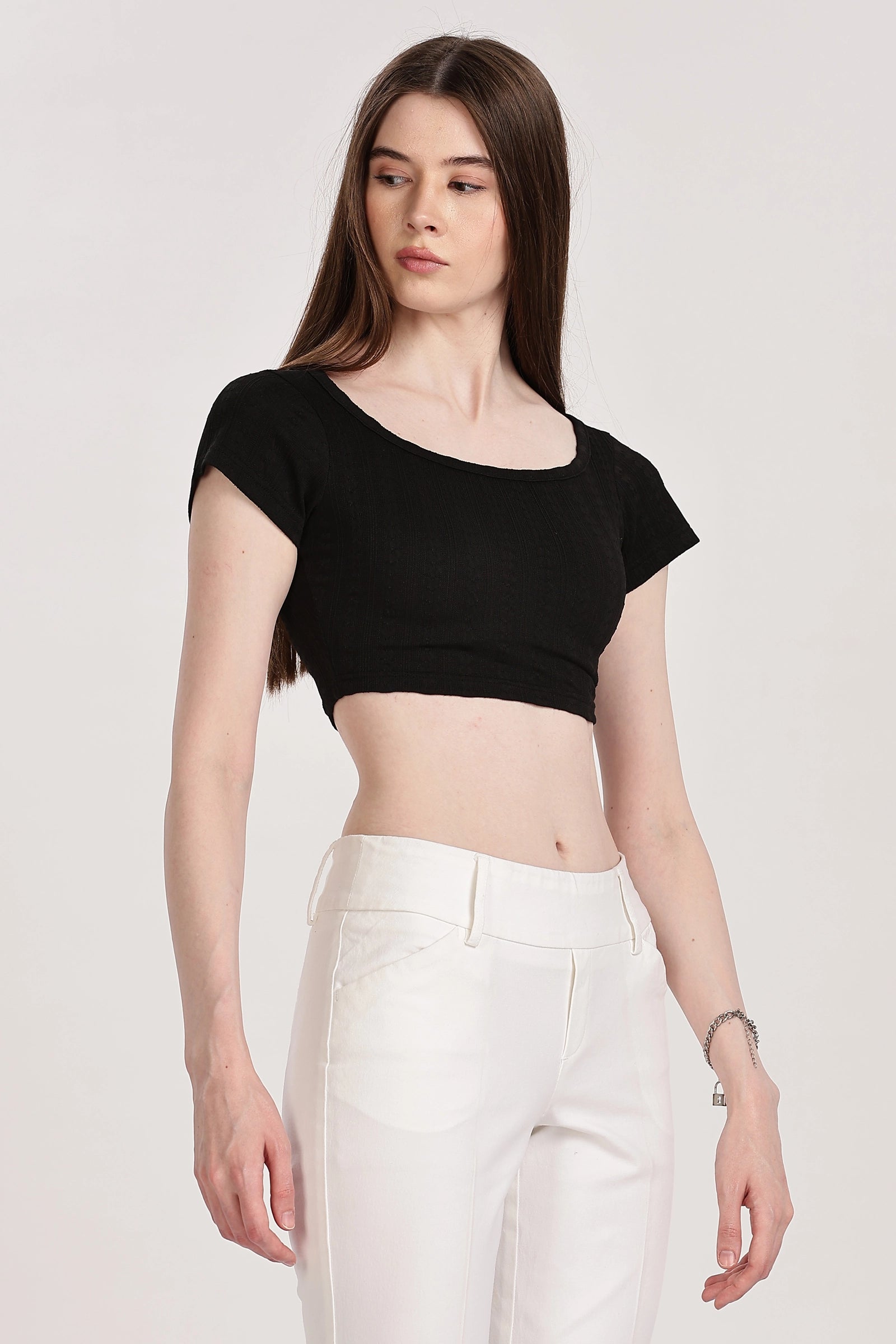 Textured Serenity Crop Blouse