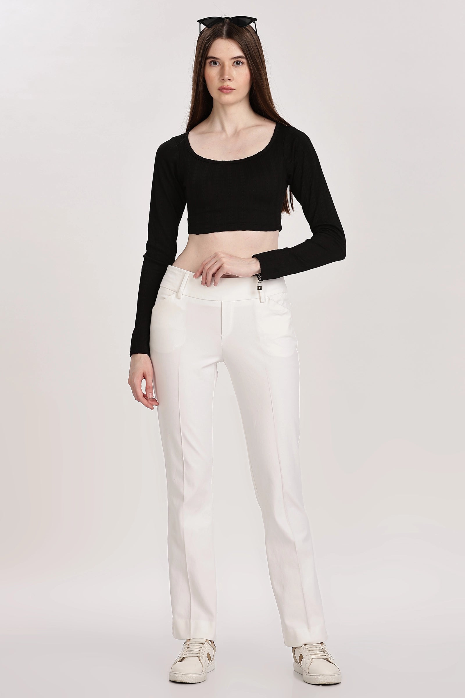 Textured Serenity Crop Blouse Full Sleeves