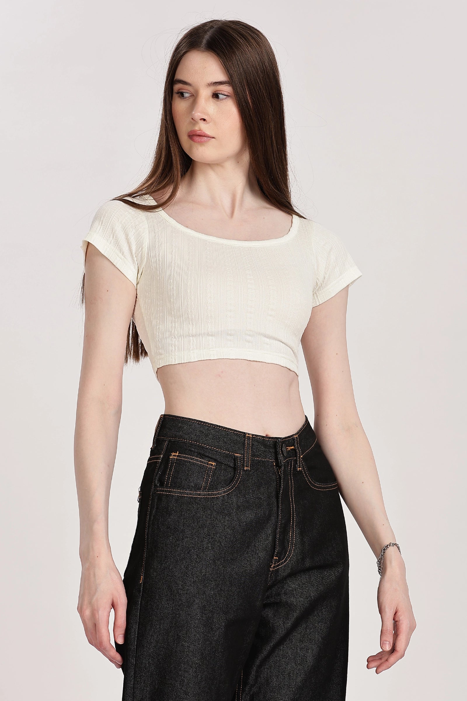 Textured Serenity Crop Blouse