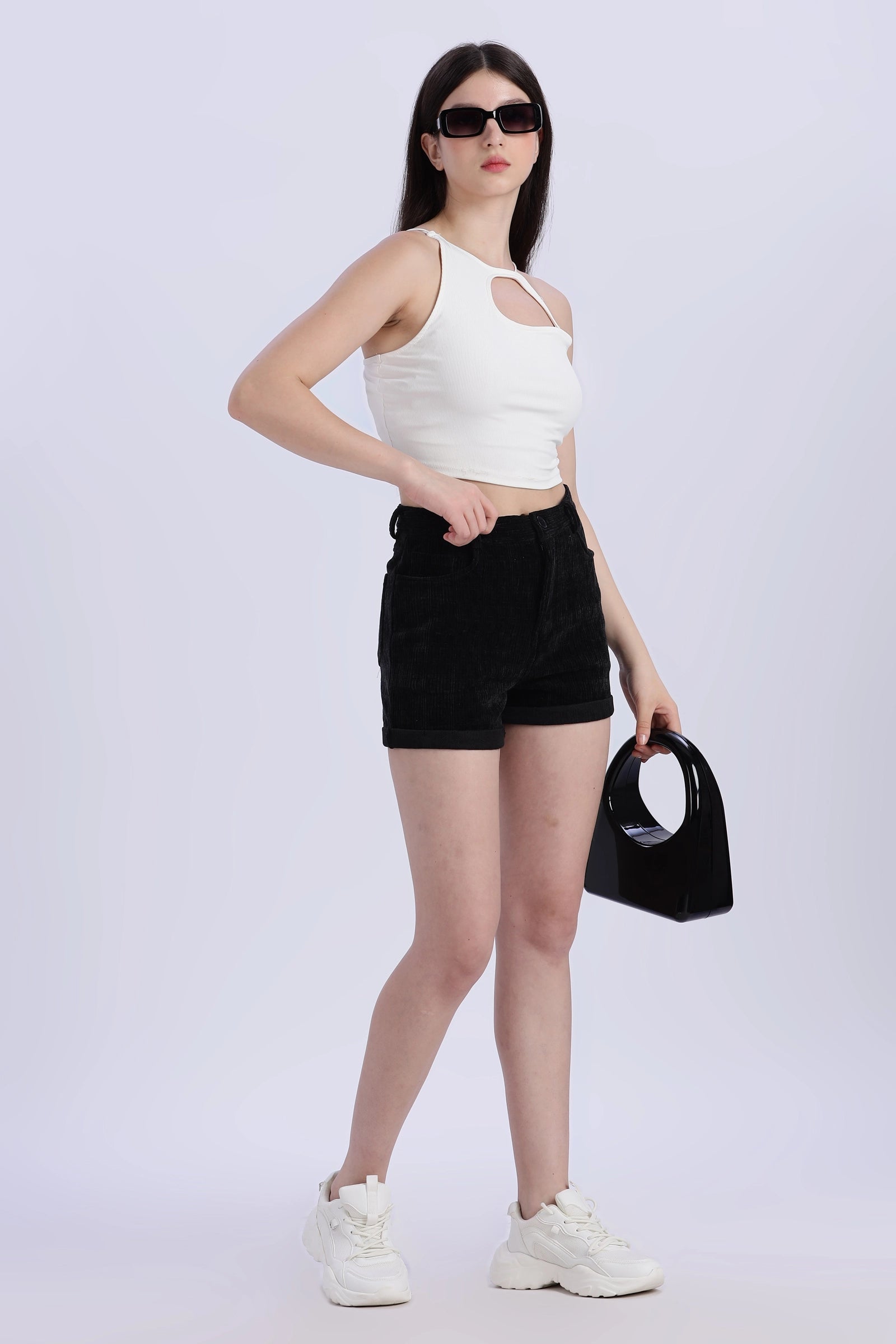 Corduroy High Waist Shorts