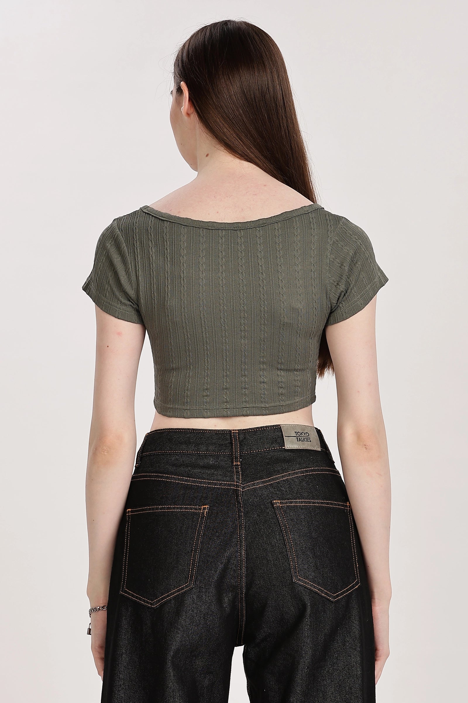 Textured Serenity Crop Blouse