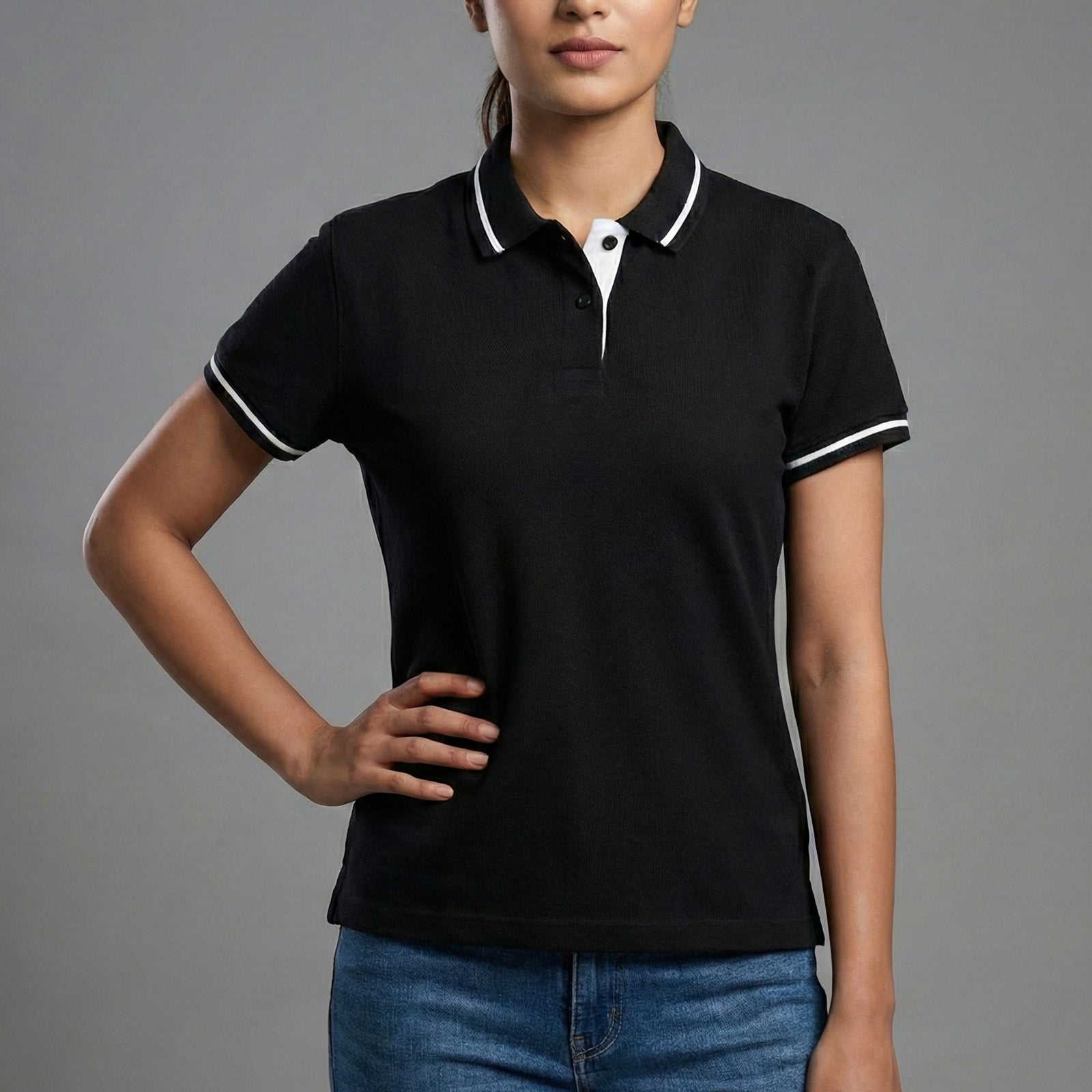 Classic Women’s Black Polo T-Shirt