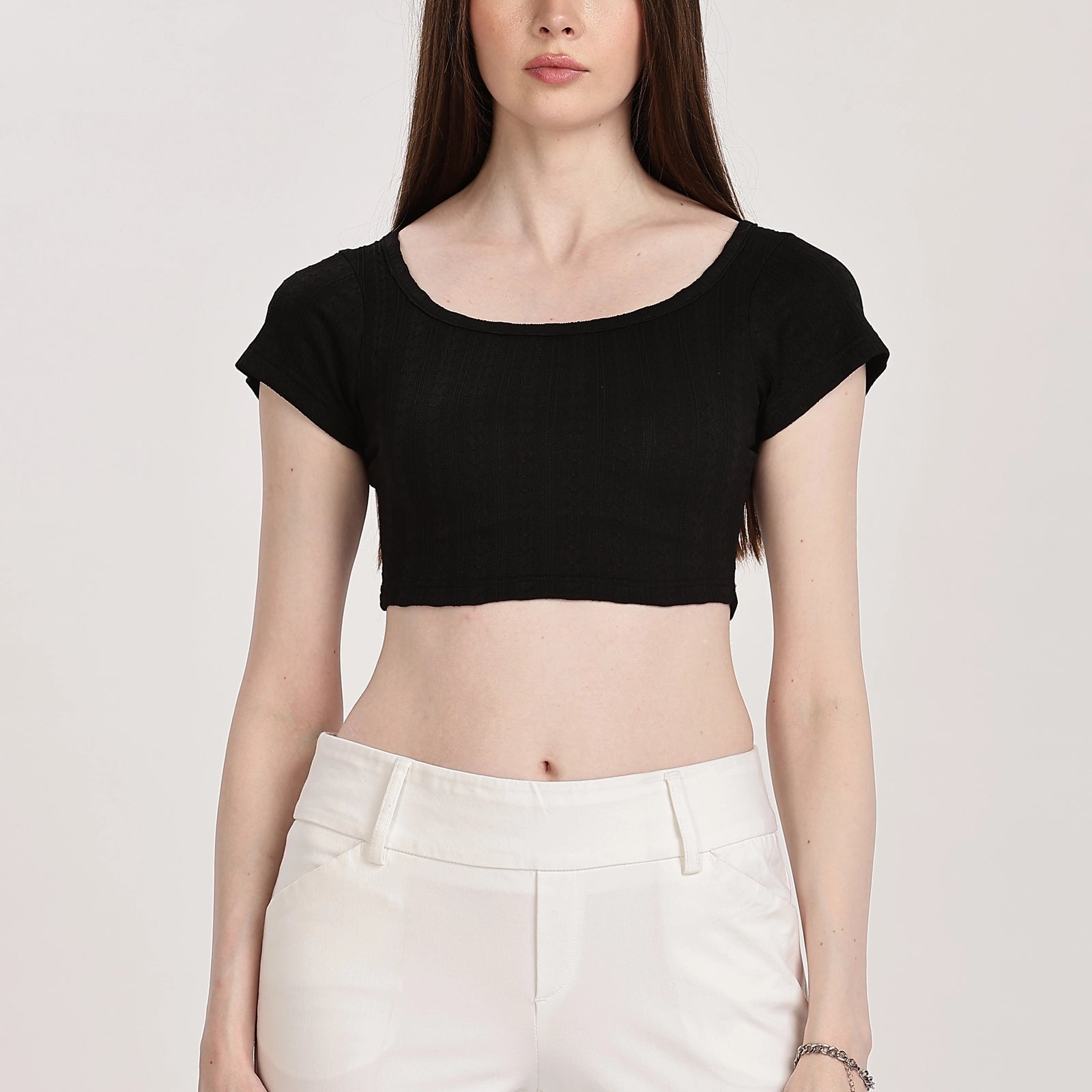 Textured Serenity Crop Blouse