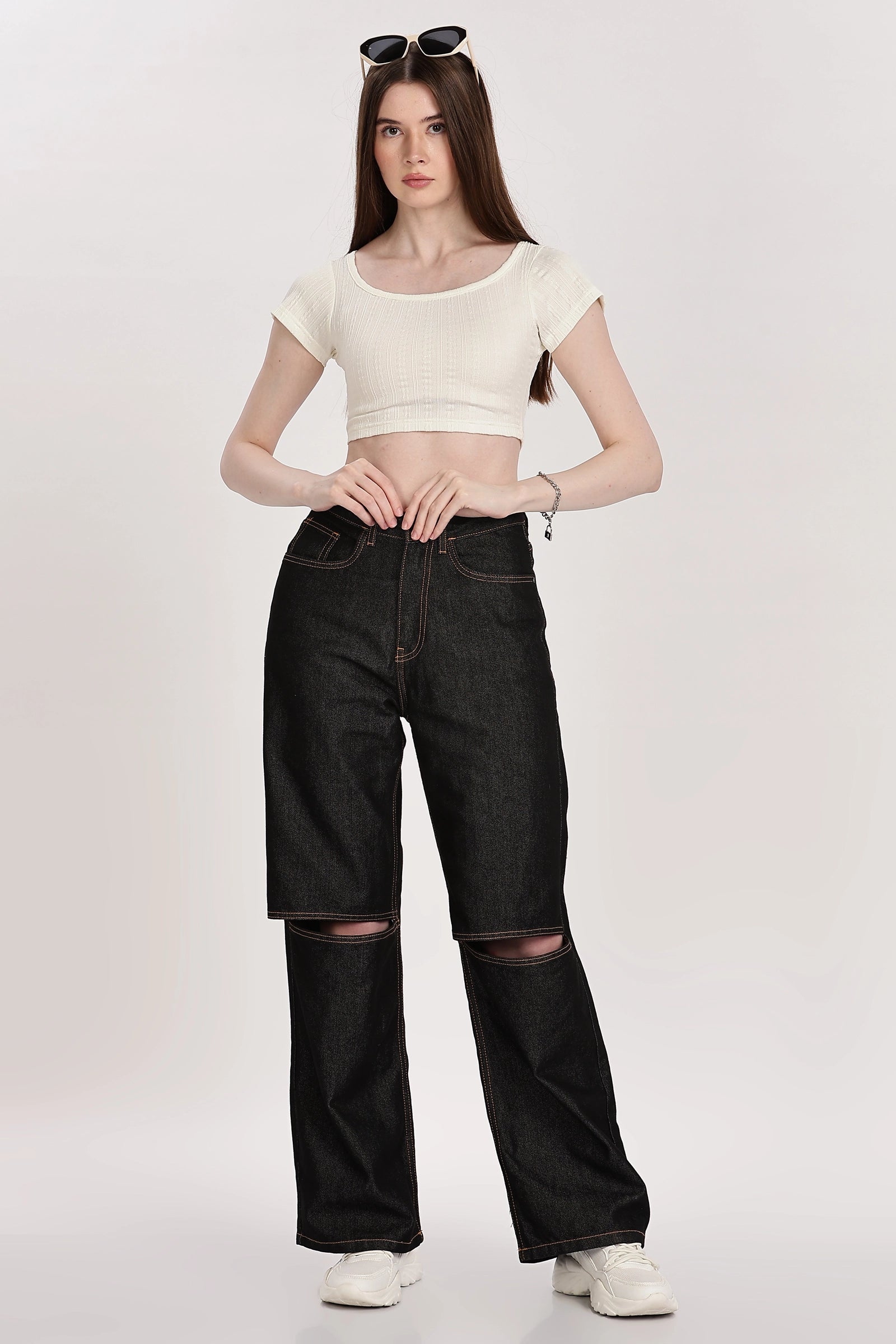 Textured Serenity Crop Blouse