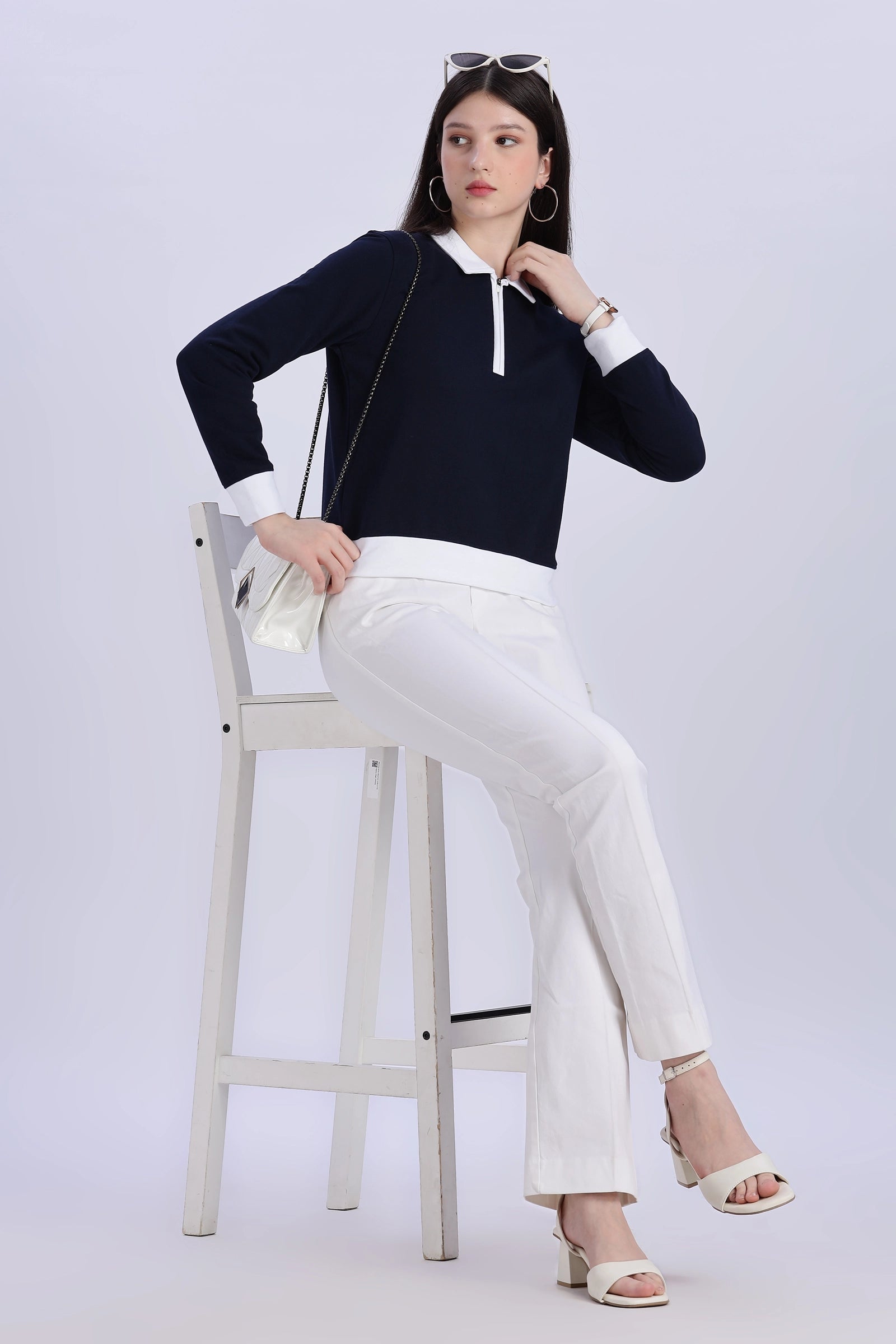 Blush Polo Zip Sweatshirt