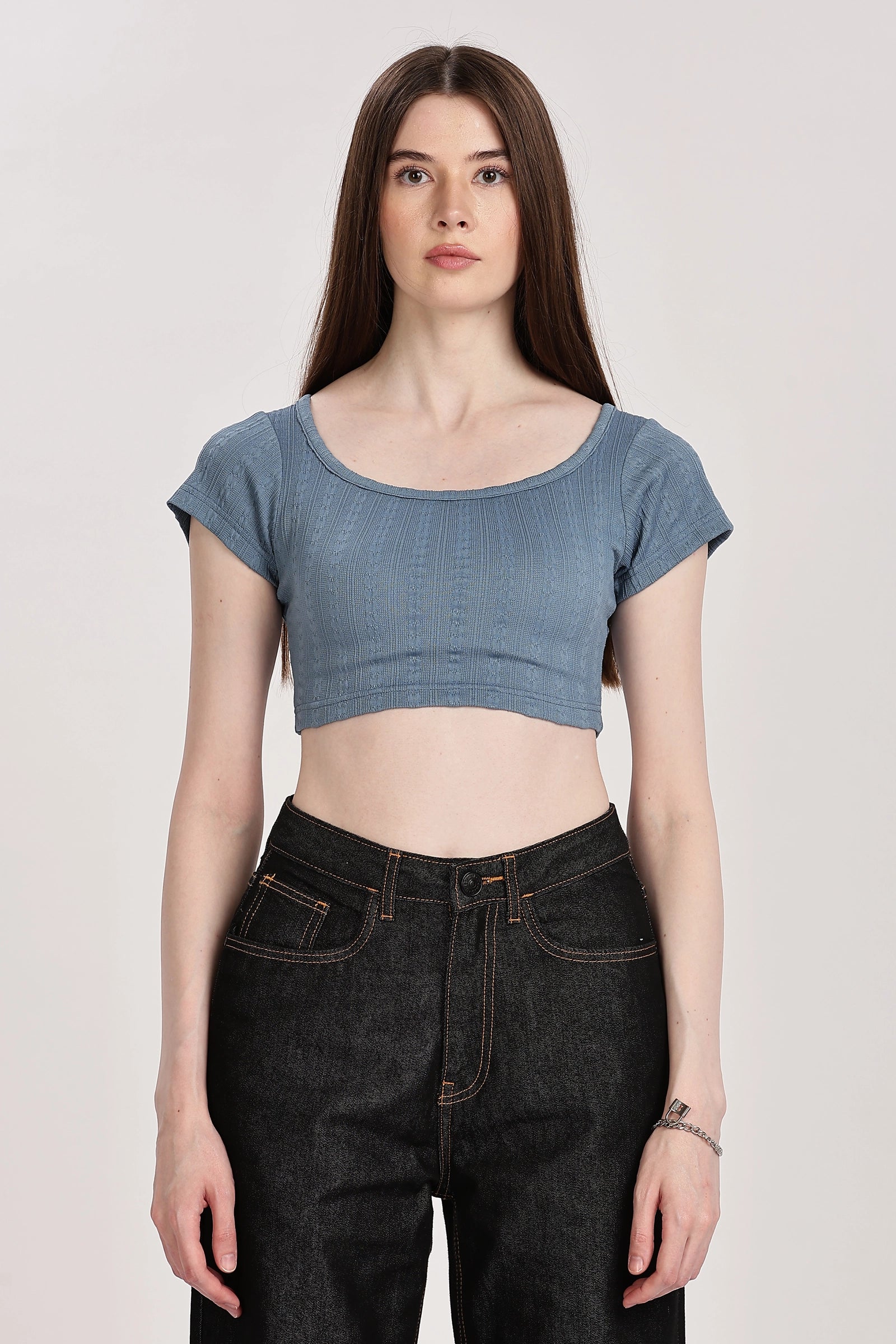 Textured Serenity Crop Blouse