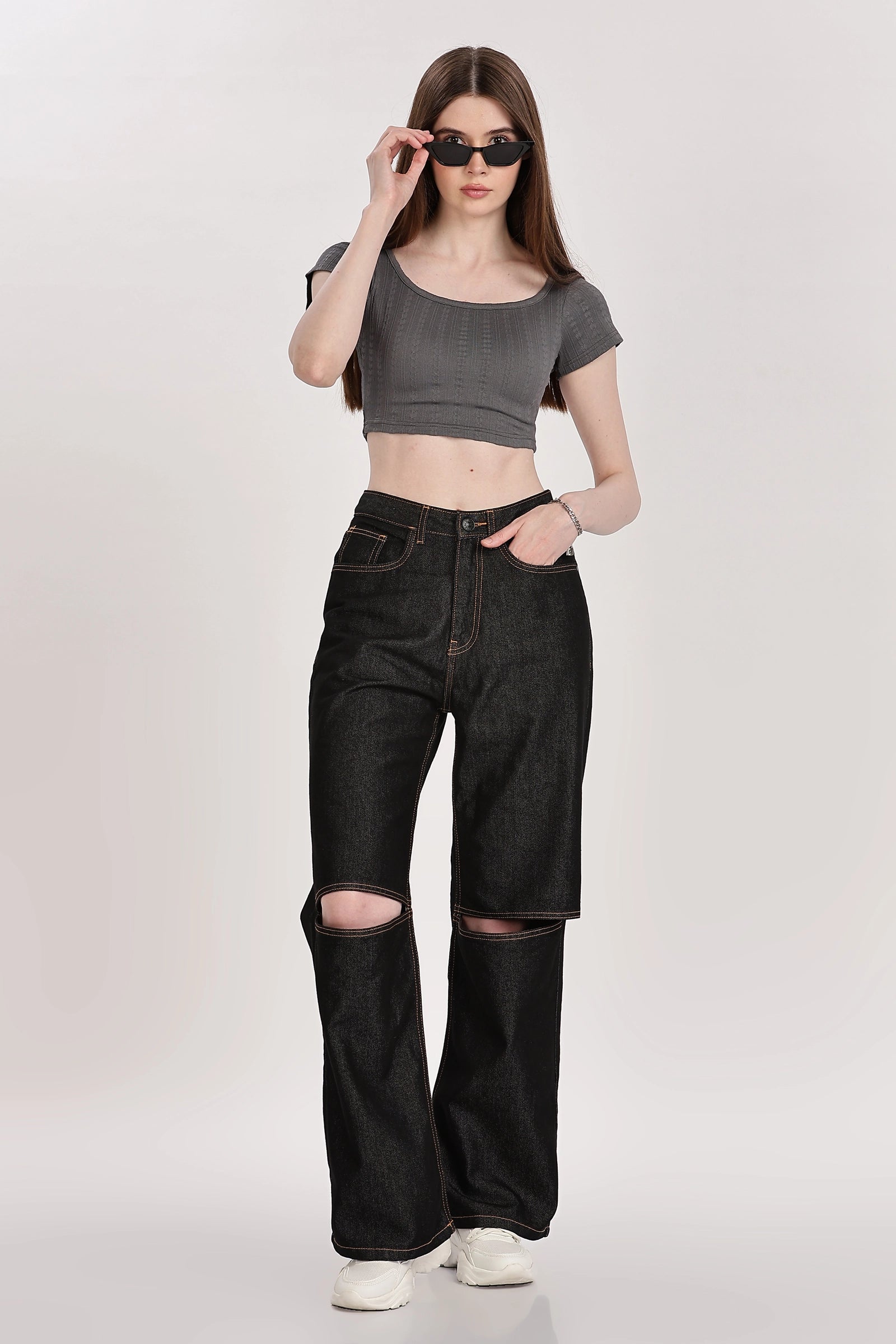 Textured Serenity Crop Blouse