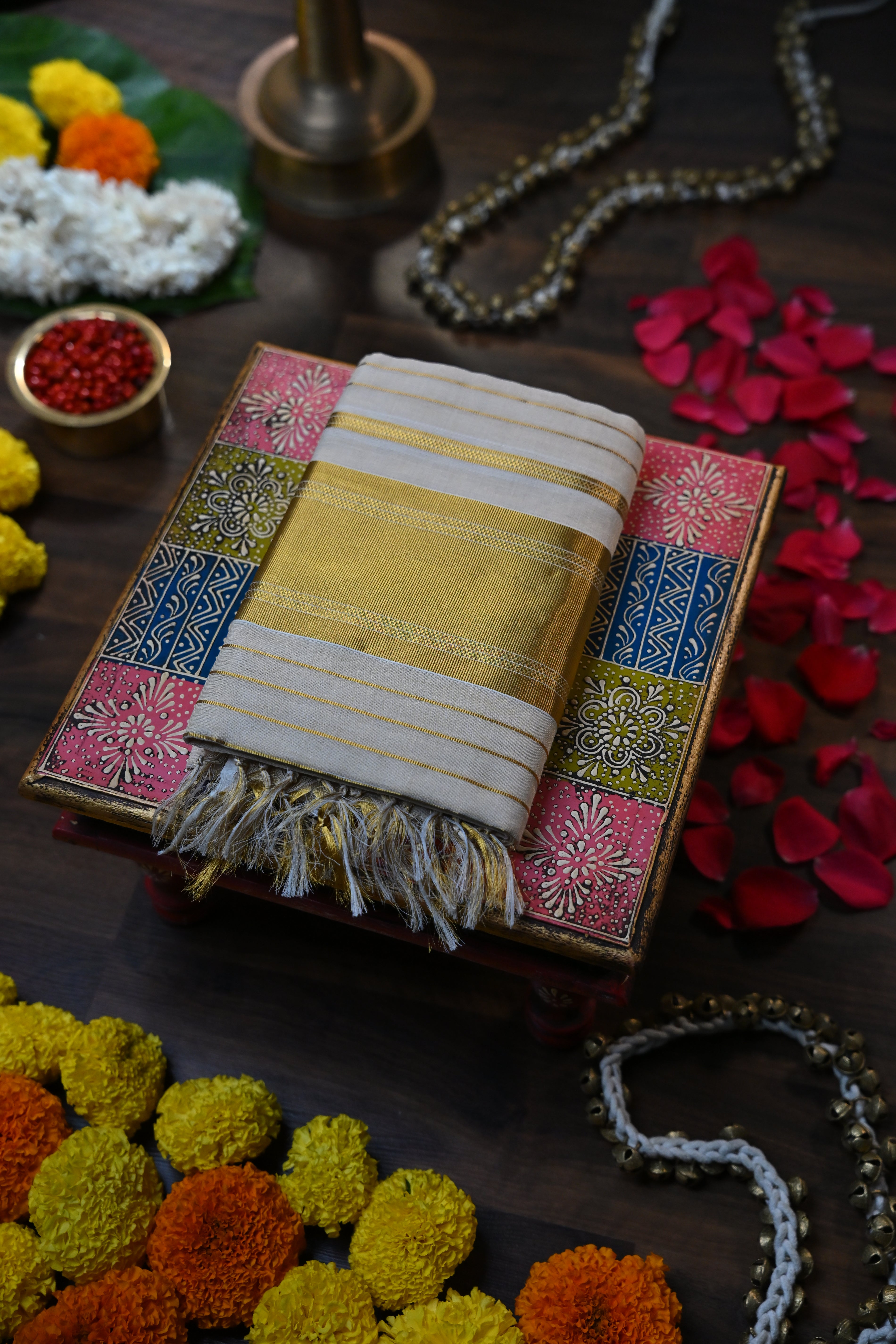 Classic Solid Gold Zari Border Kasavu Saree