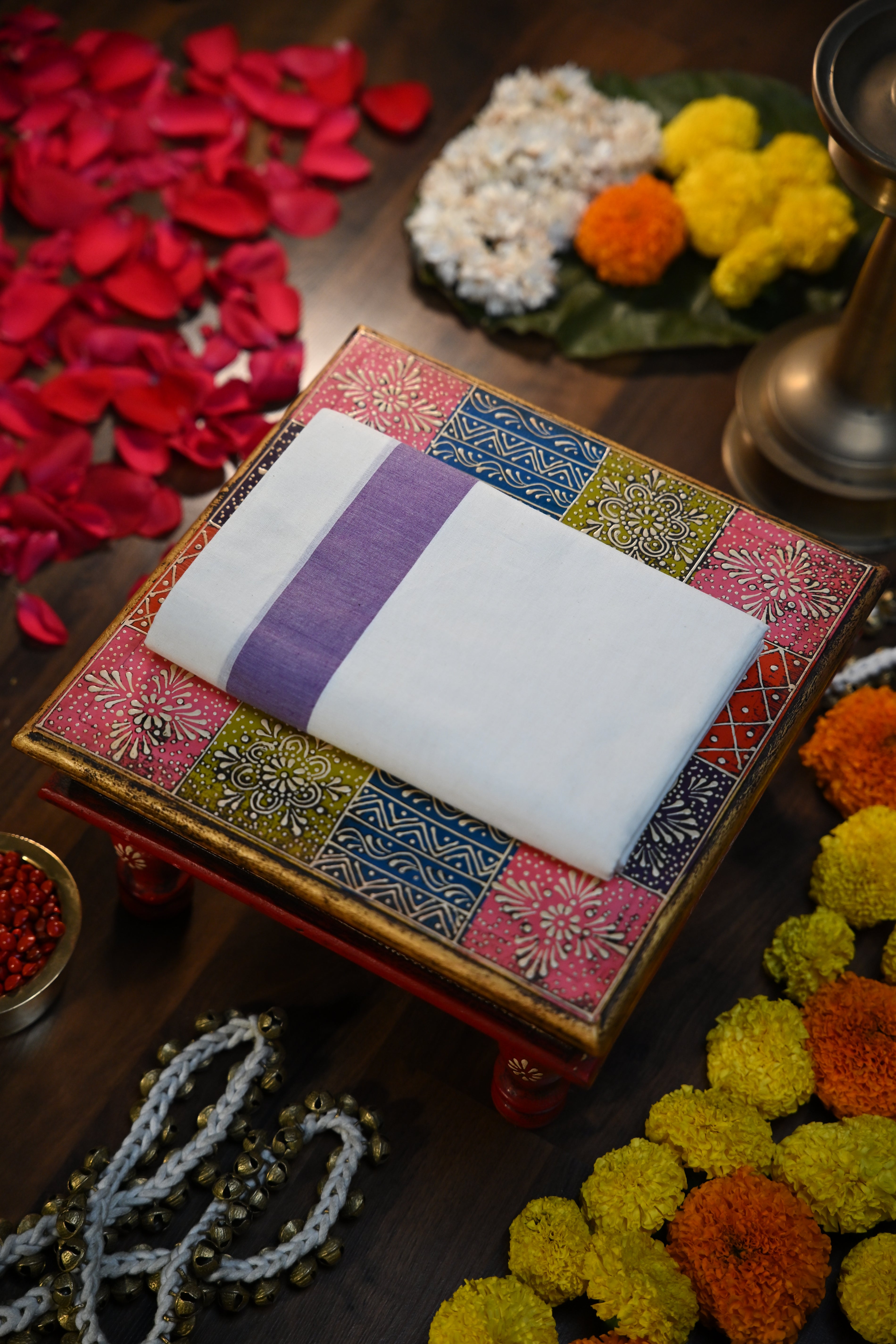 Soft Lavender Border Set Mundu