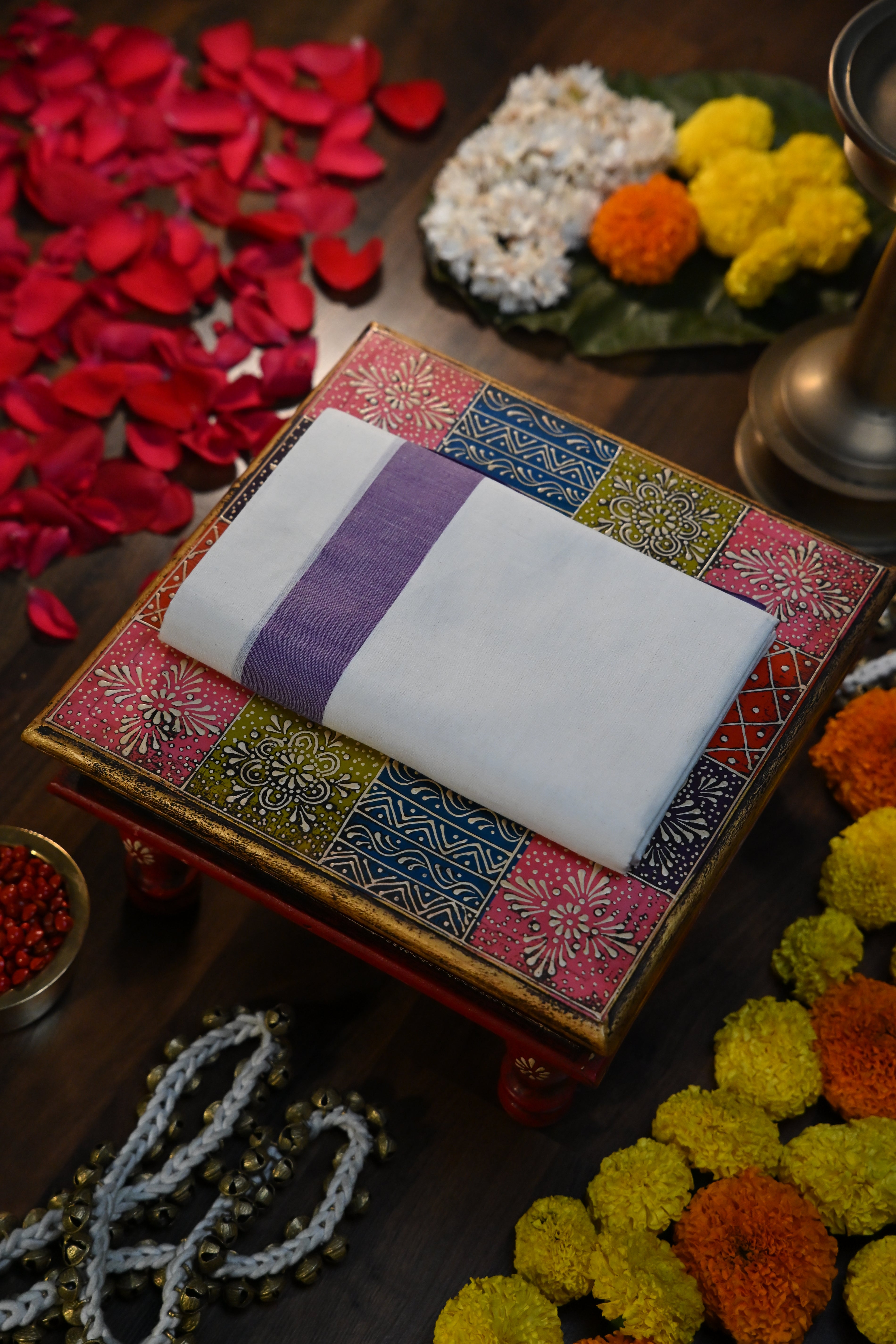 Royal Purple Classic Border Set Mundu