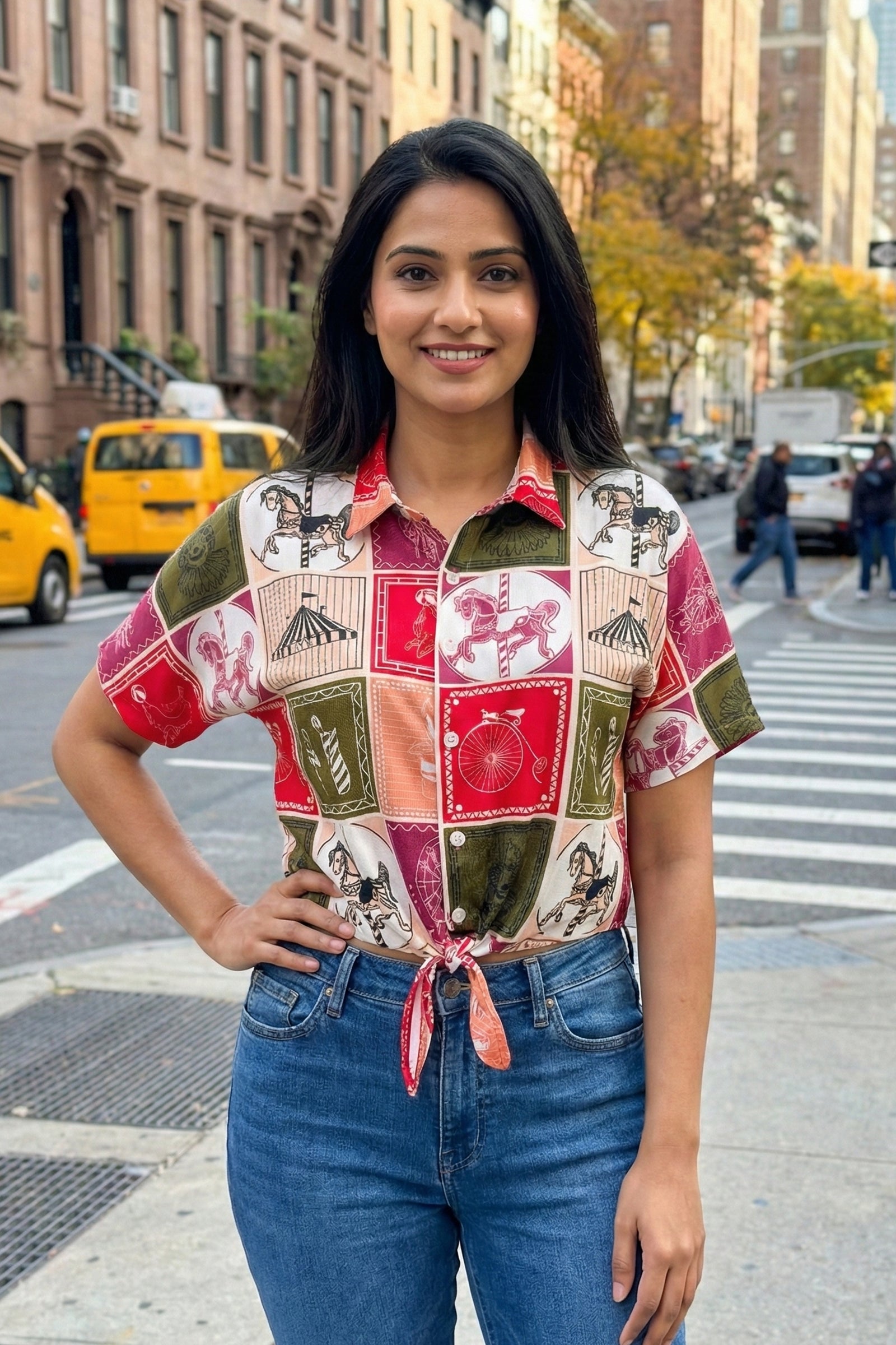 Vintage Carousel Tie-Knot Shirt – Women